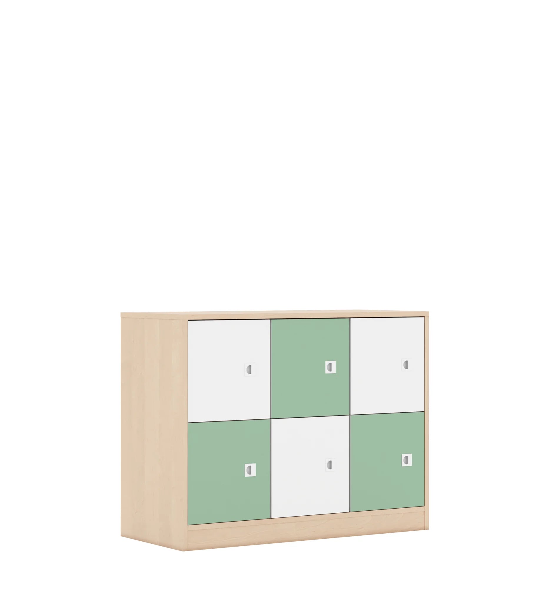 Szafa BLOX 110 2PP 6F1 1049x466x813 – brzoza / biały/pastelowy zielony