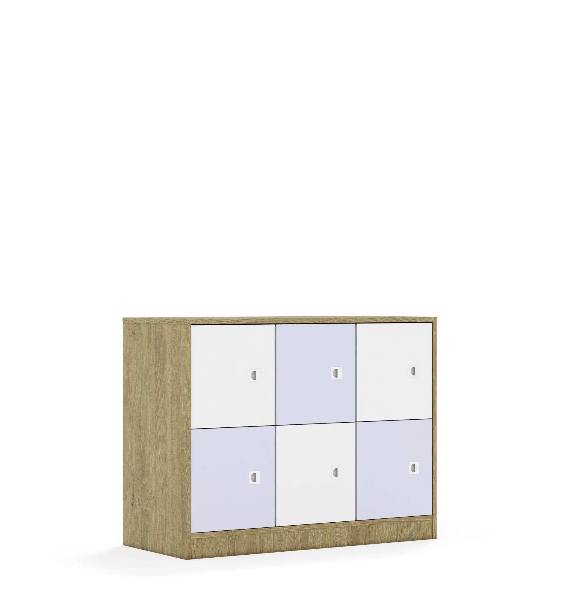Szafa BLOX 110 2PP 6F1 1049x466x813 – dąb / biały/pastelowy fioletowy