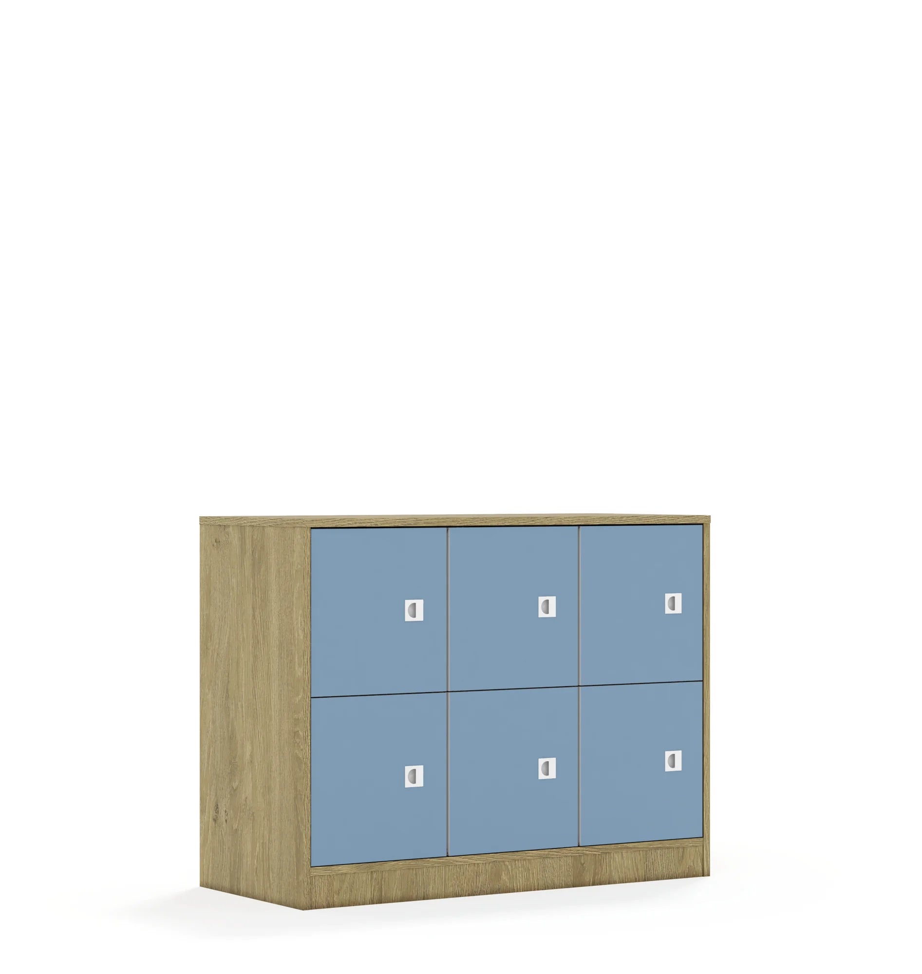 Szafa BLOX 110 2PP 6F1 1049x466x813 – dąb / pastelowy niebieski