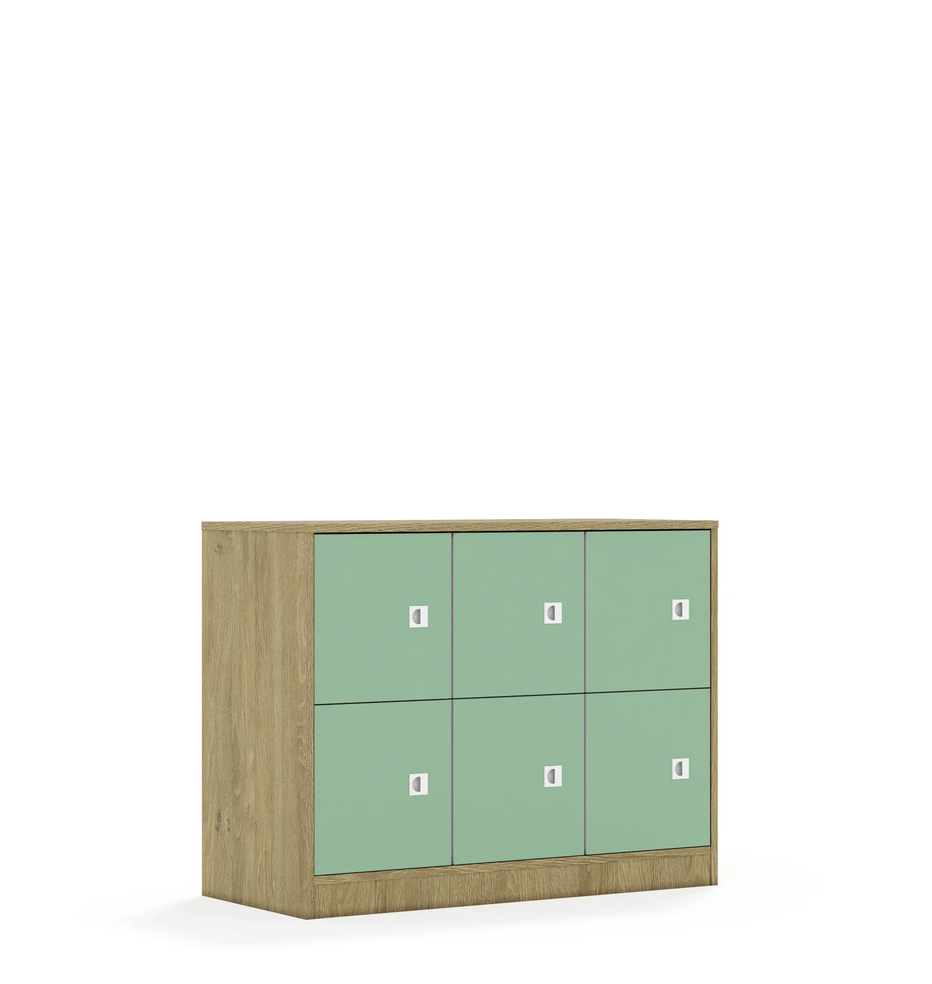Szafa BLOX 110 2PP 6F1 1049x466x813 – dąb / pastelowy zielony
