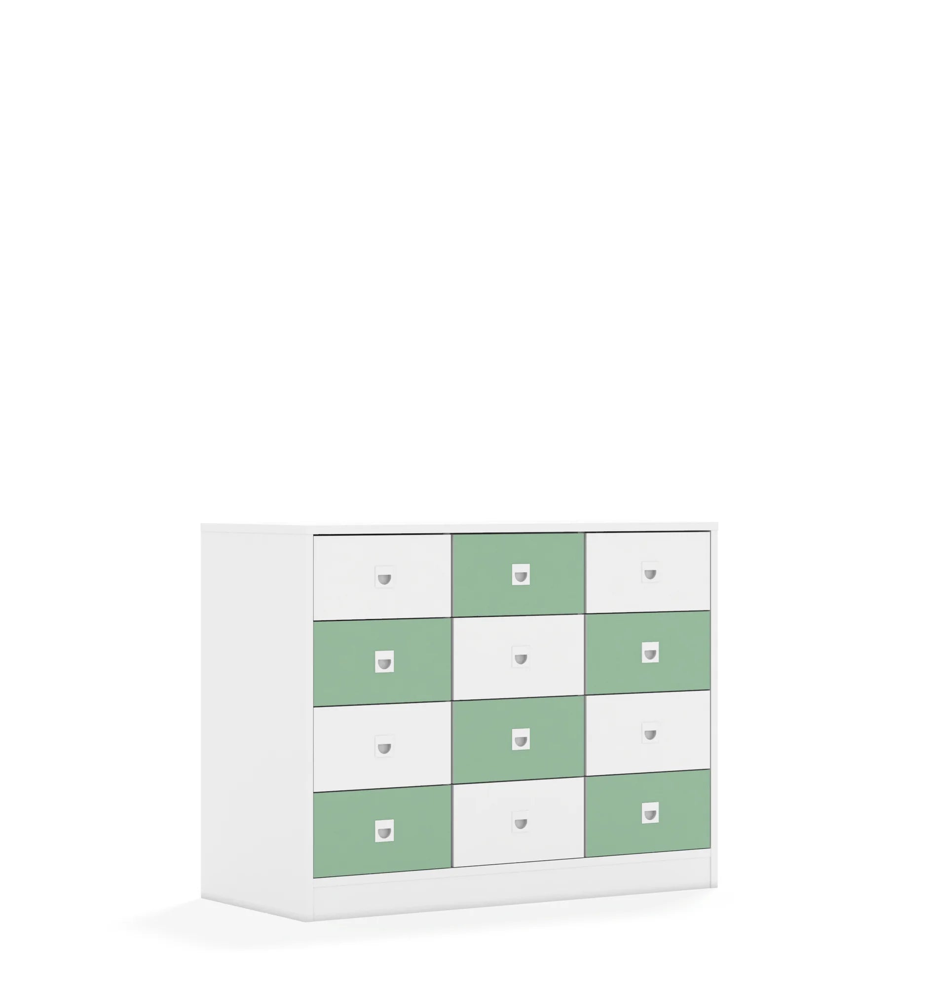 Szafa BLOX 110 2PP 8SB 4SS 1049x466x813 – biały / biały/pastelowy zielony