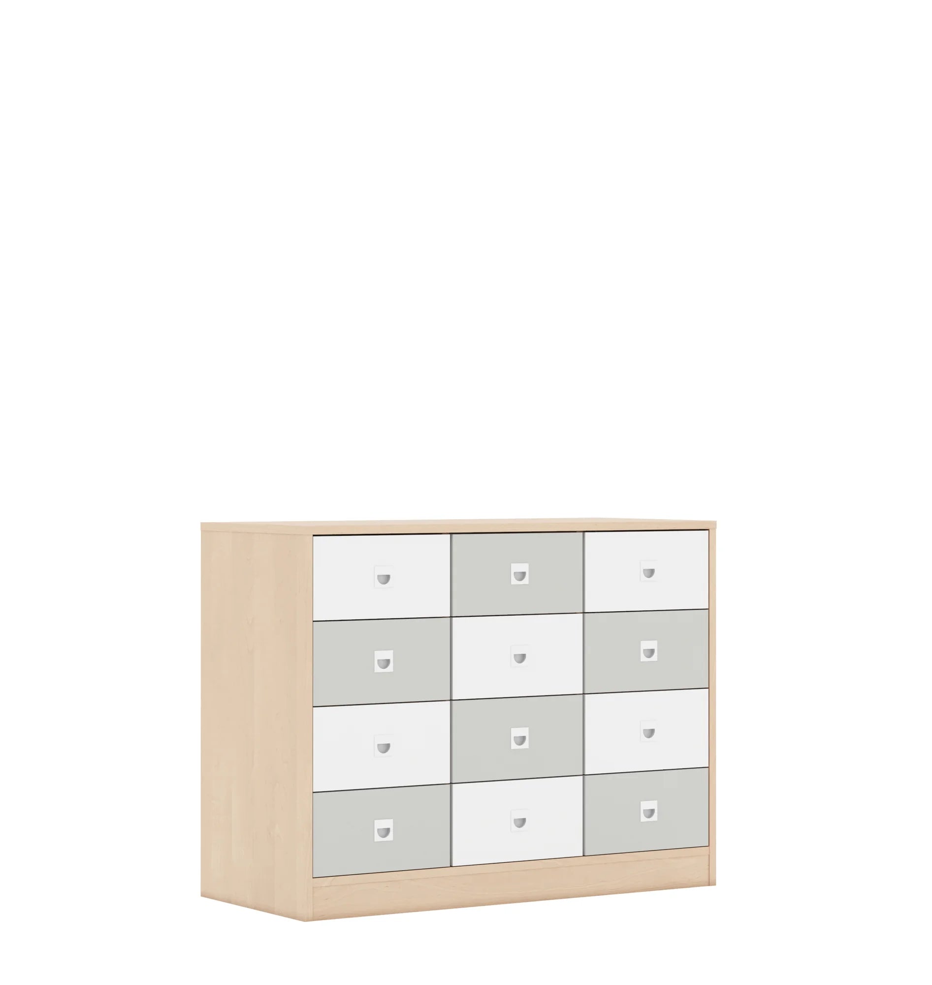 Szafa BLOX 110 2PP 8SB 4SS 1049x466x813 – brzoza / biały/jasny szary