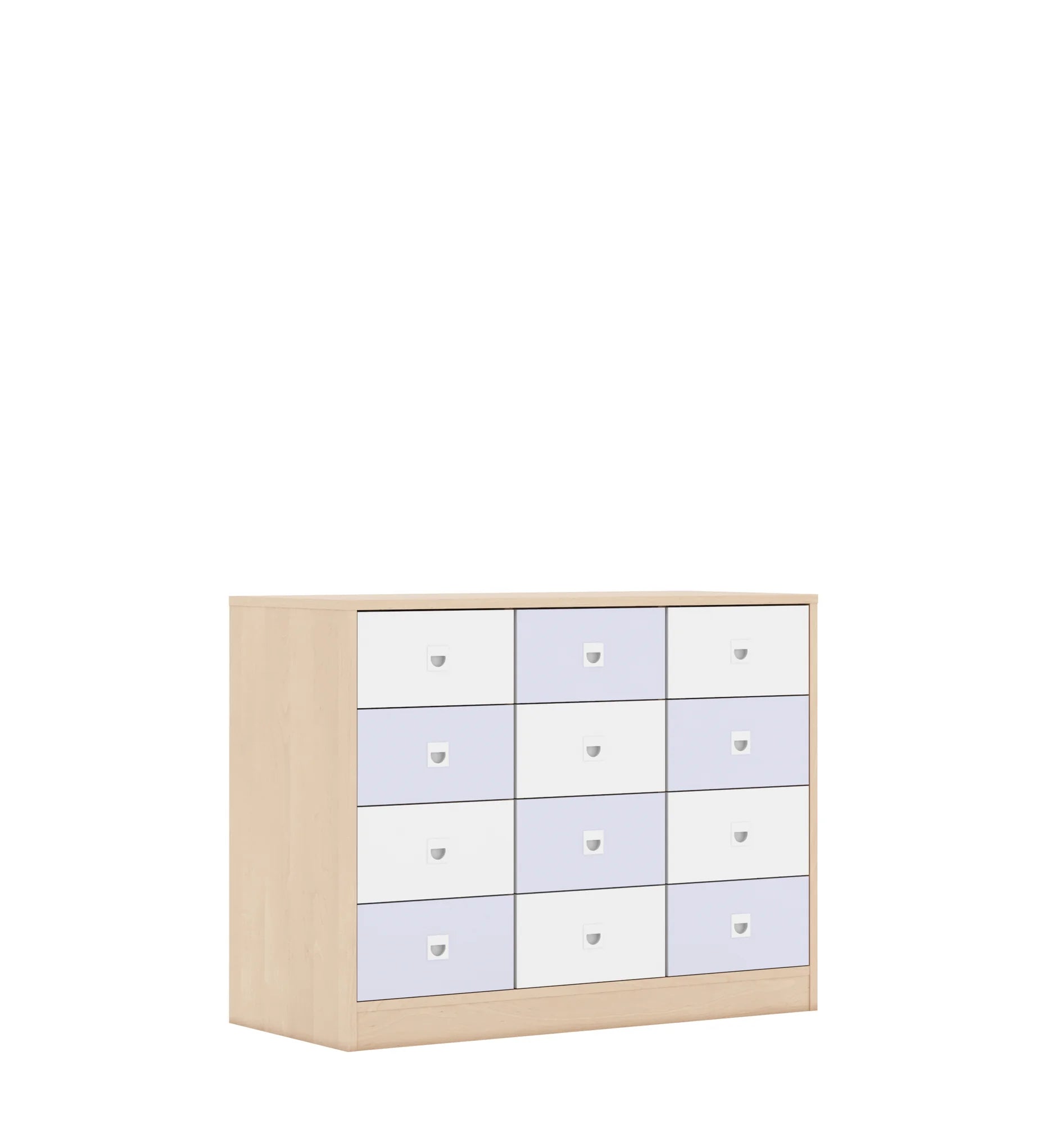 Szafa BLOX 110 2PP 8SB 4SS 1049x466x813 – brzoza / biały/pastelowy fioletowy