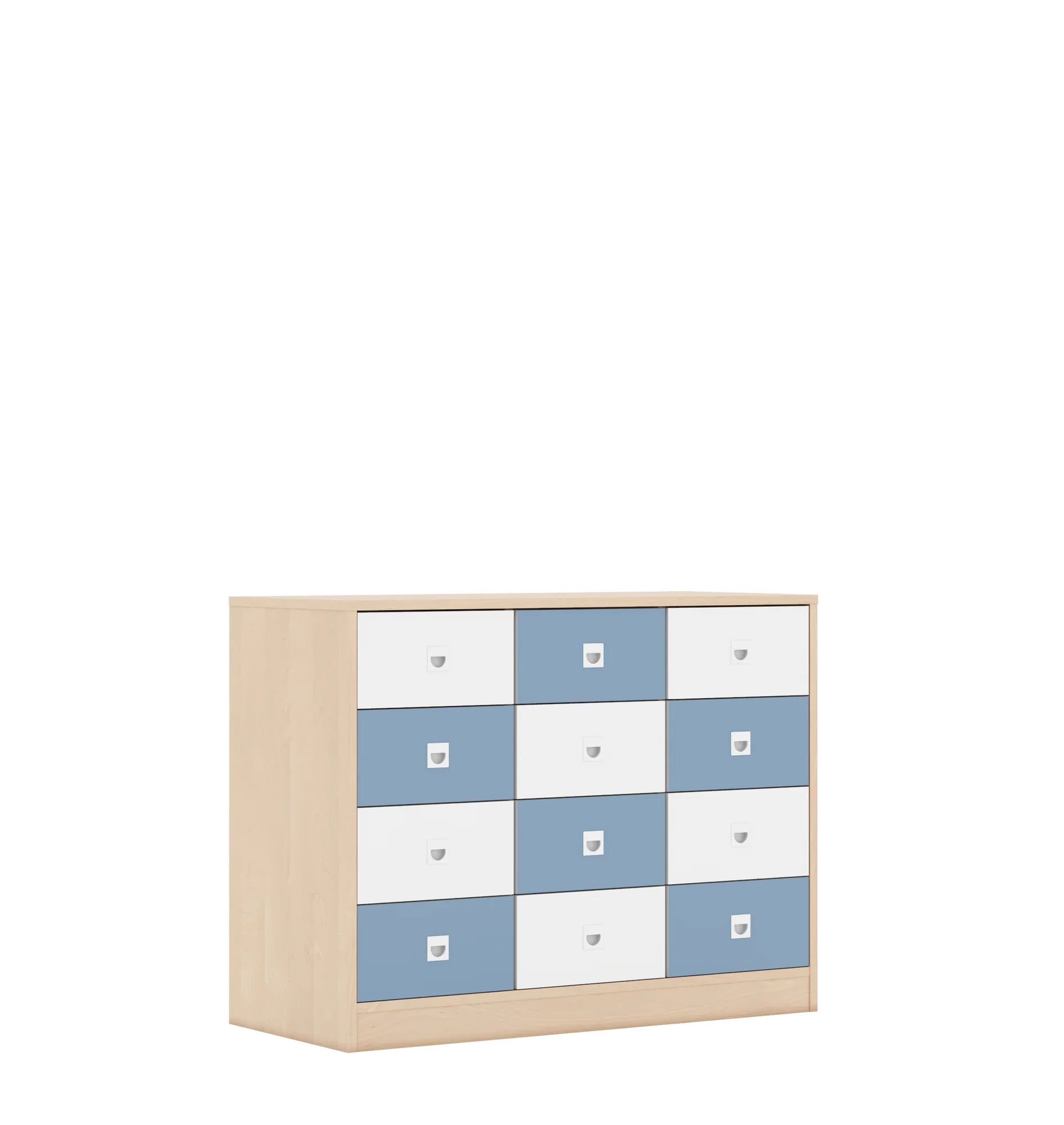 Szafa BLOX 110 2PP 8SB 4SS 1049x466x813 – brzoza / biały/pastelowy niebieski