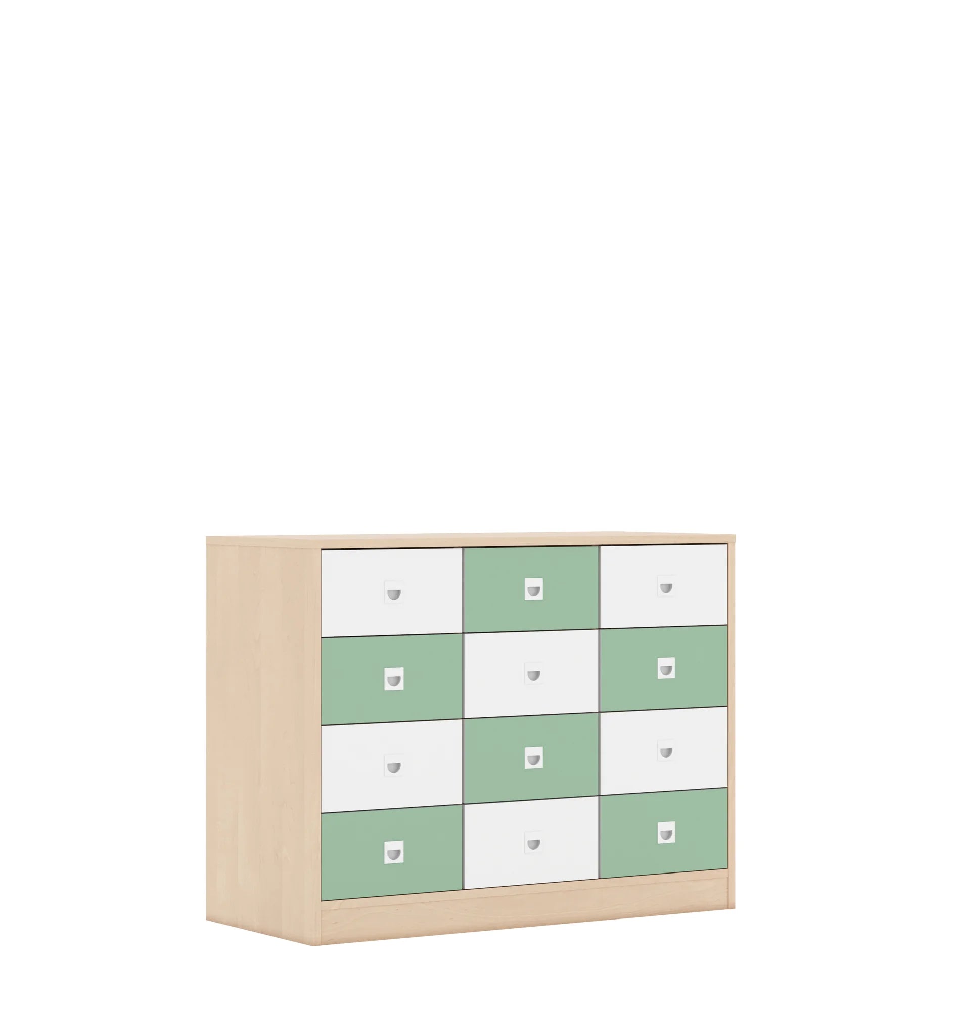 Szafa BLOX 110 2PP 8SB 4SS 1049x466x813 – brzoza / biały/pastelowy zielony