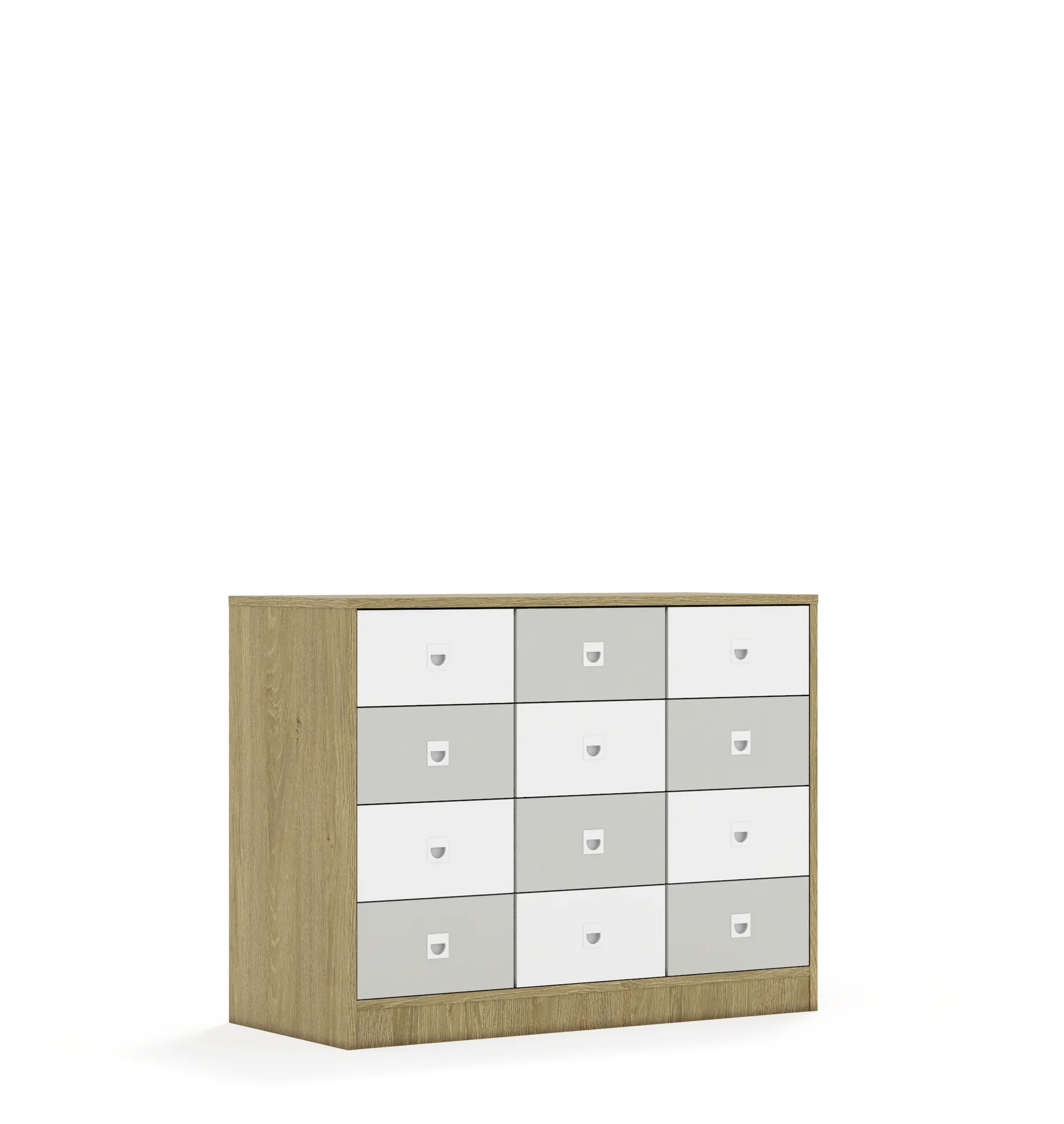 Szafa BLOX 110 2PP 8SB 4SS 1049x466x813 – dąb / biały/jasny szary