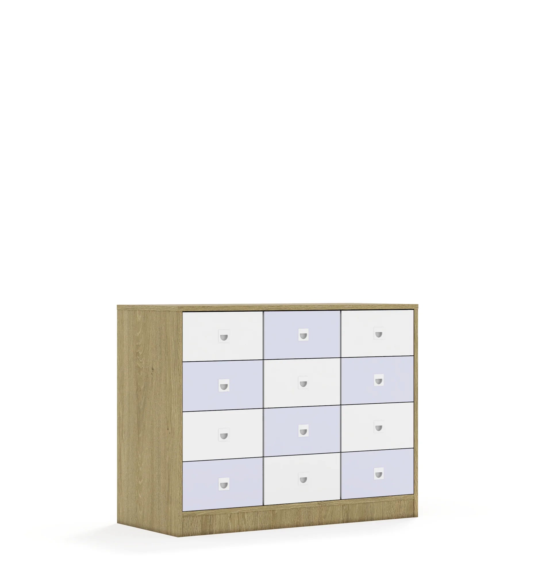 Szafa BLOX 110 2PP 8SB 4SS 1049x466x813 – dąb / biały/pastelowy fioletowy