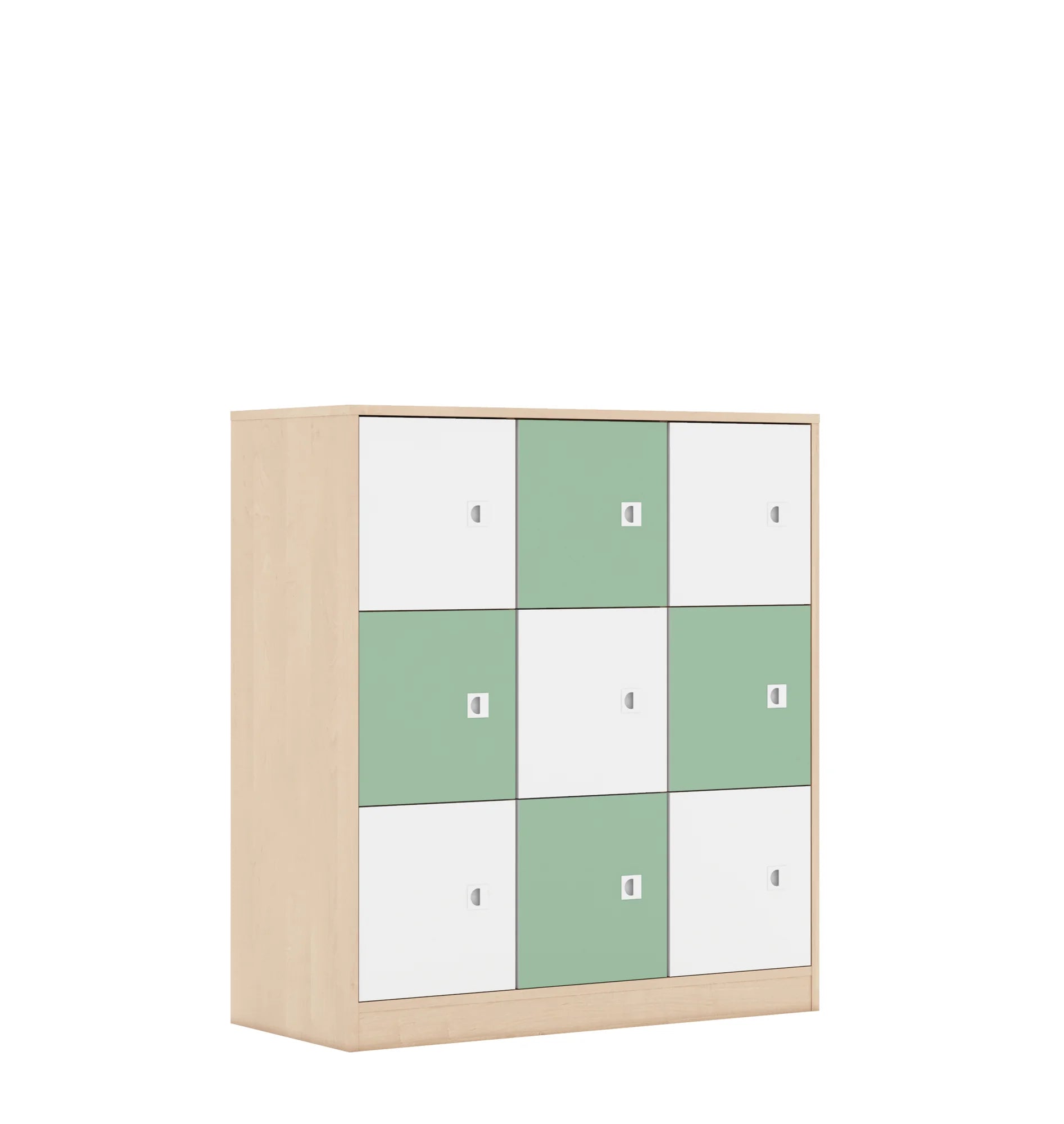 Szafa BLOX 110 3PP 9F1 1049x466x1165 – brzoza / biały/pastelowy zielony