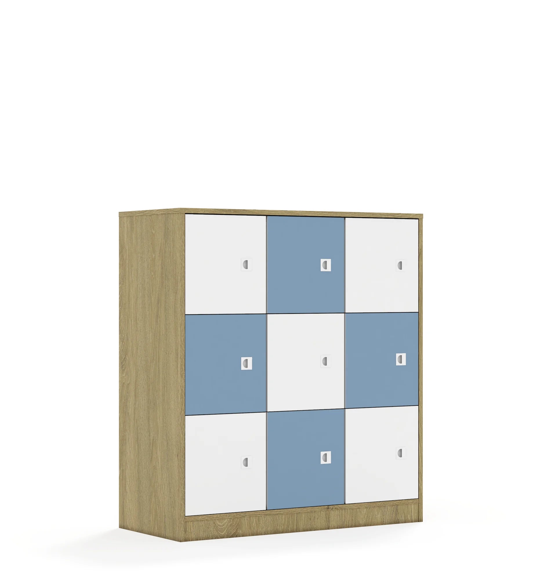 Szafa BLOX 110 3PP 9F1 1049x466x1165 – dąb / biały/pastelowy niebieski