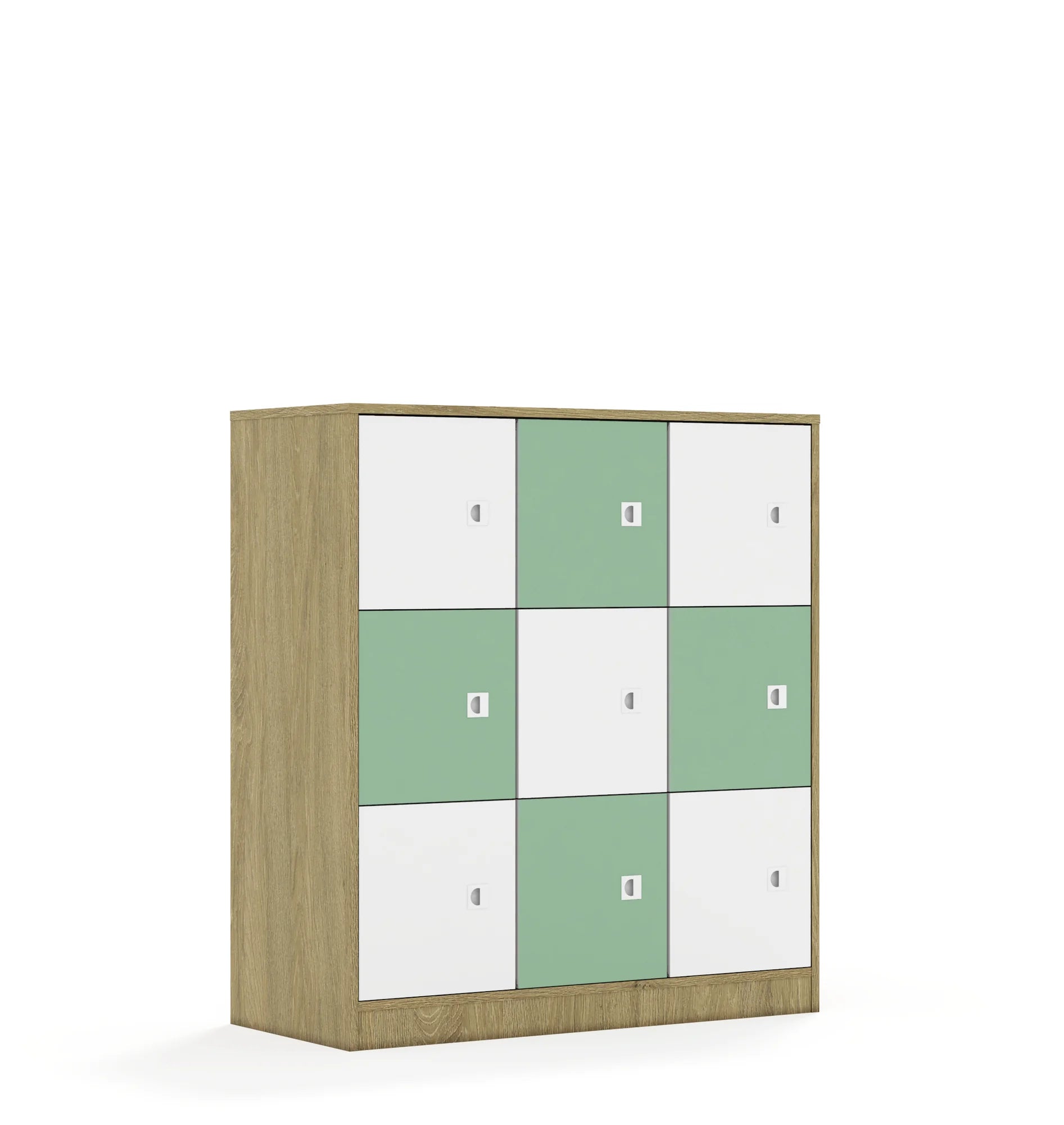 Szafa BLOX 110 3PP 9F1 1049x466x1165 – dąb / biały/pastelowy zielony
