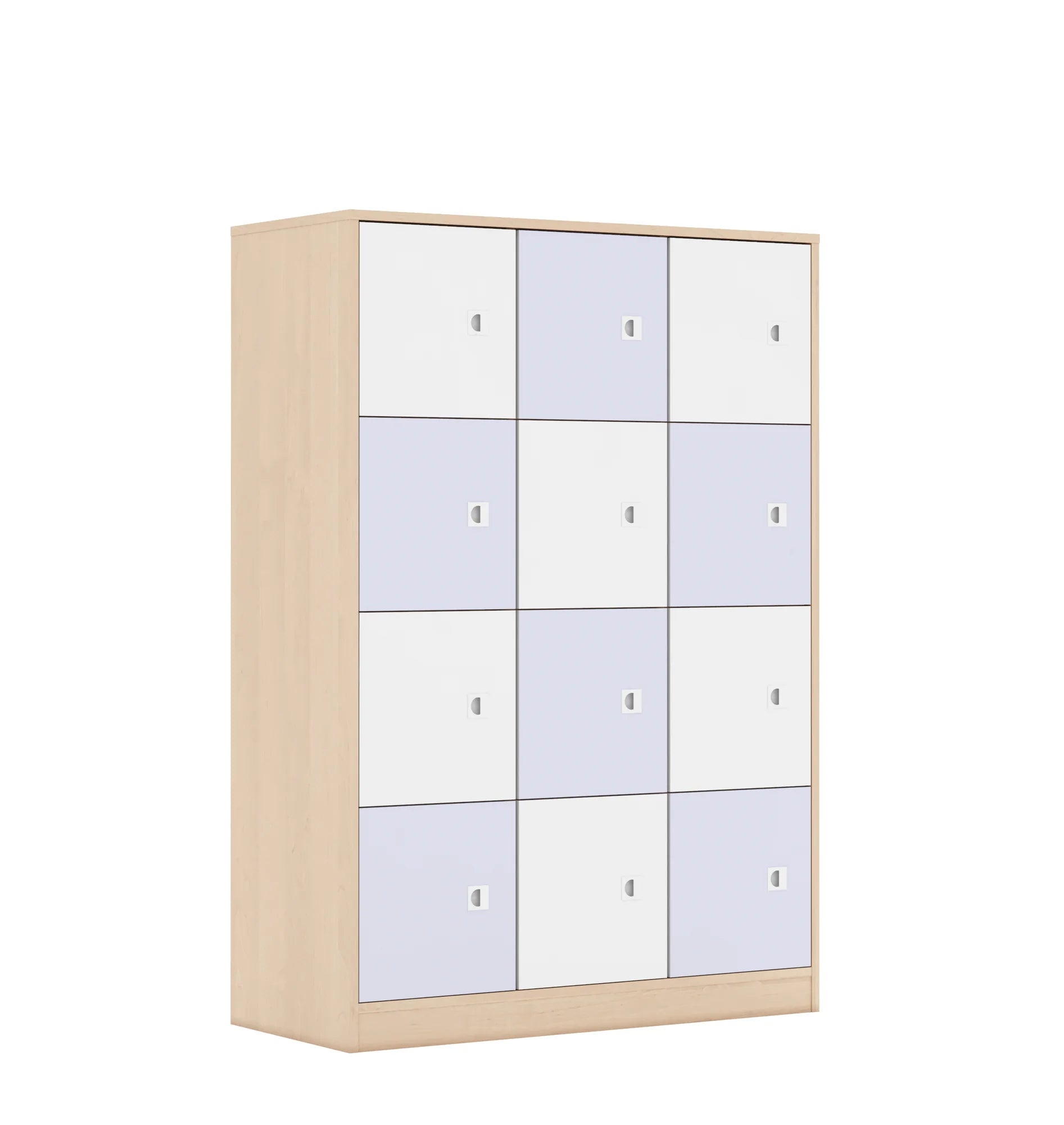 Szafa BLOX 110 4PP 12F1 1049x466x1517 – brzoza / biały/pastelowy fioletowy