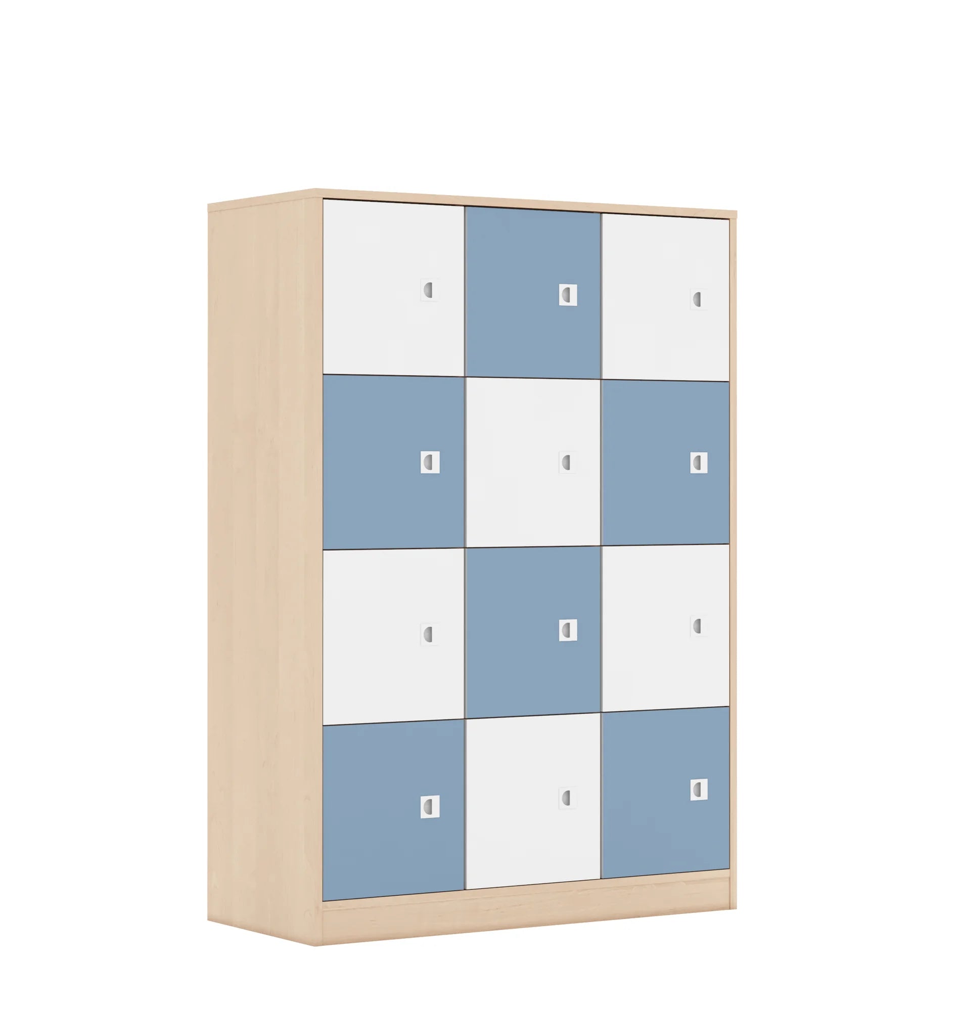Szafa BLOX 110 4PP 12F1 1049x466x1517 – brzoza / biały/pastelowy niebieski