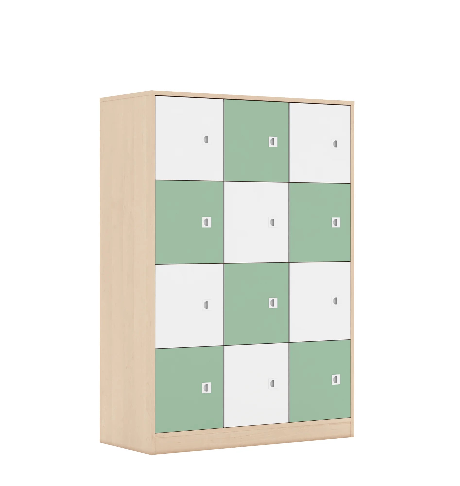 Szafa BLOX 110 4PP 12F1 1049x466x1517 – brzoza / biały/pastelowy zielony