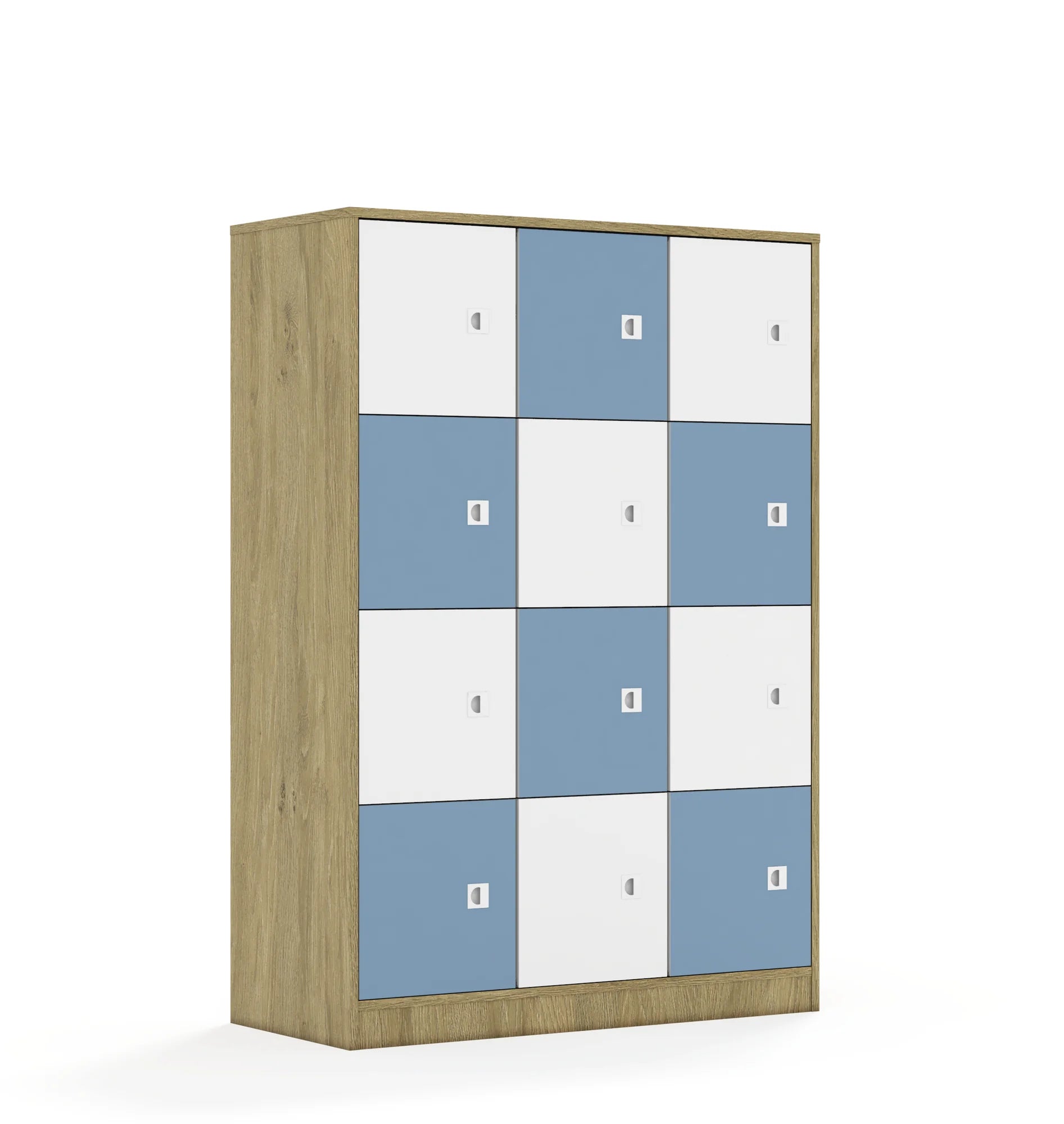 Szafa BLOX 110 4PP 12F1 1049x466x1517 – dąb / biały/pastelowy niebieski