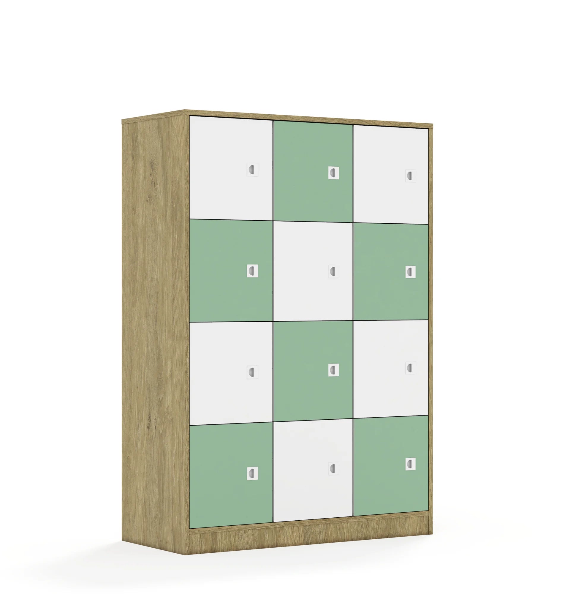 Szafa BLOX 110 4PP 12F1 1049x466x1517 – dąb / biały/pastelowy zielony