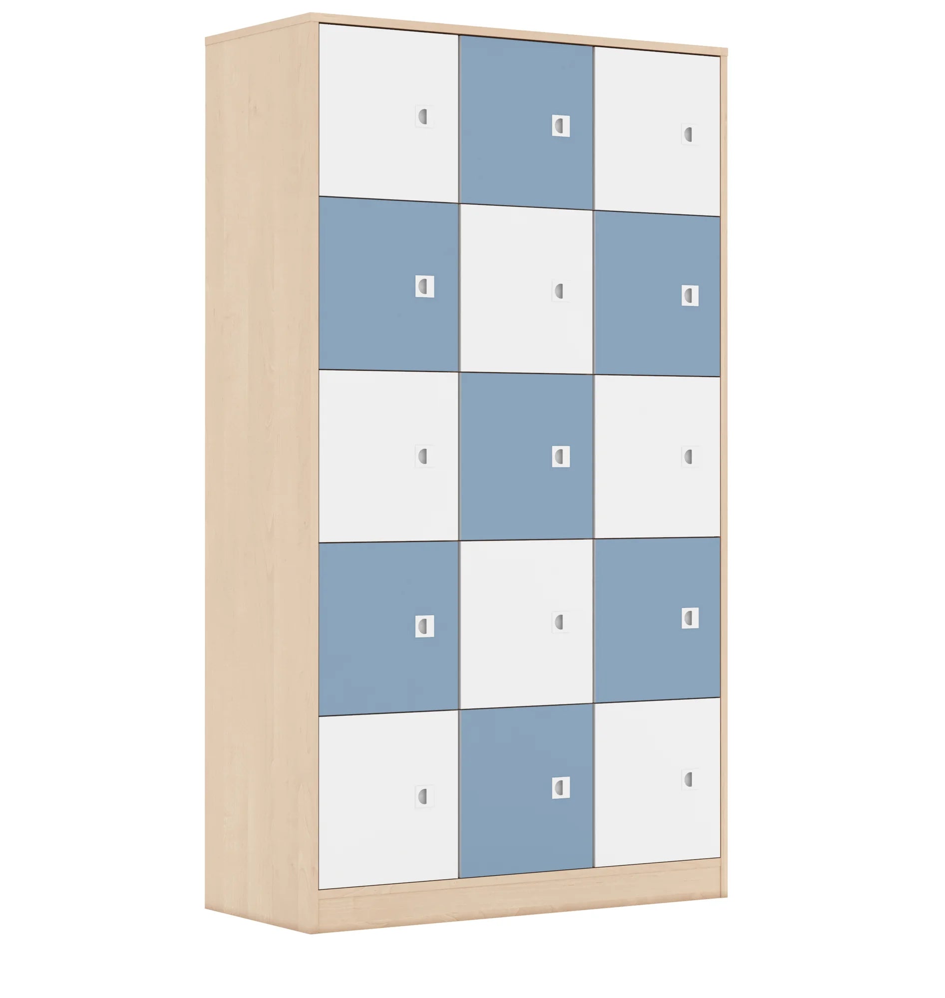 Szafa BLOX 110 5PP 15F1 1049x466x1869 – brzoza / biały/pastelowy niebieski