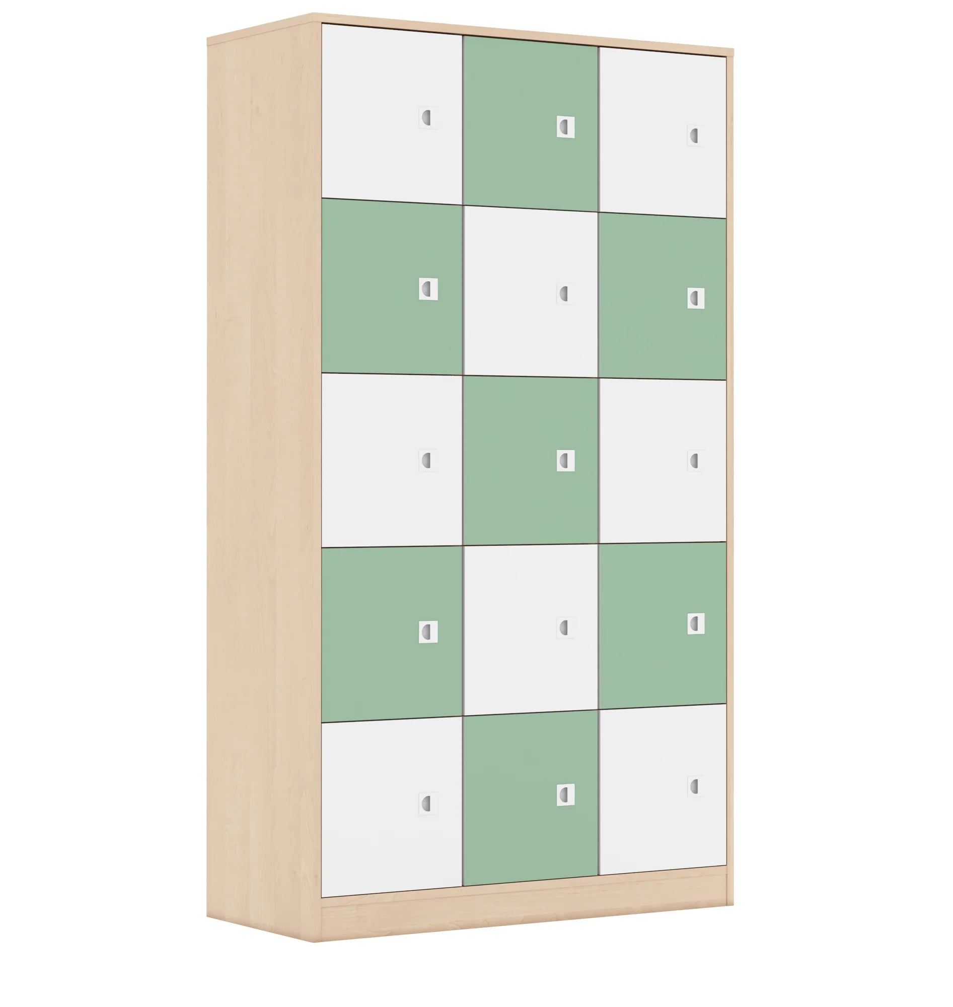 Szafa BLOX 110 5PP 15F1 1049x466x1869 – brzoza / biały/pastelowy zielony