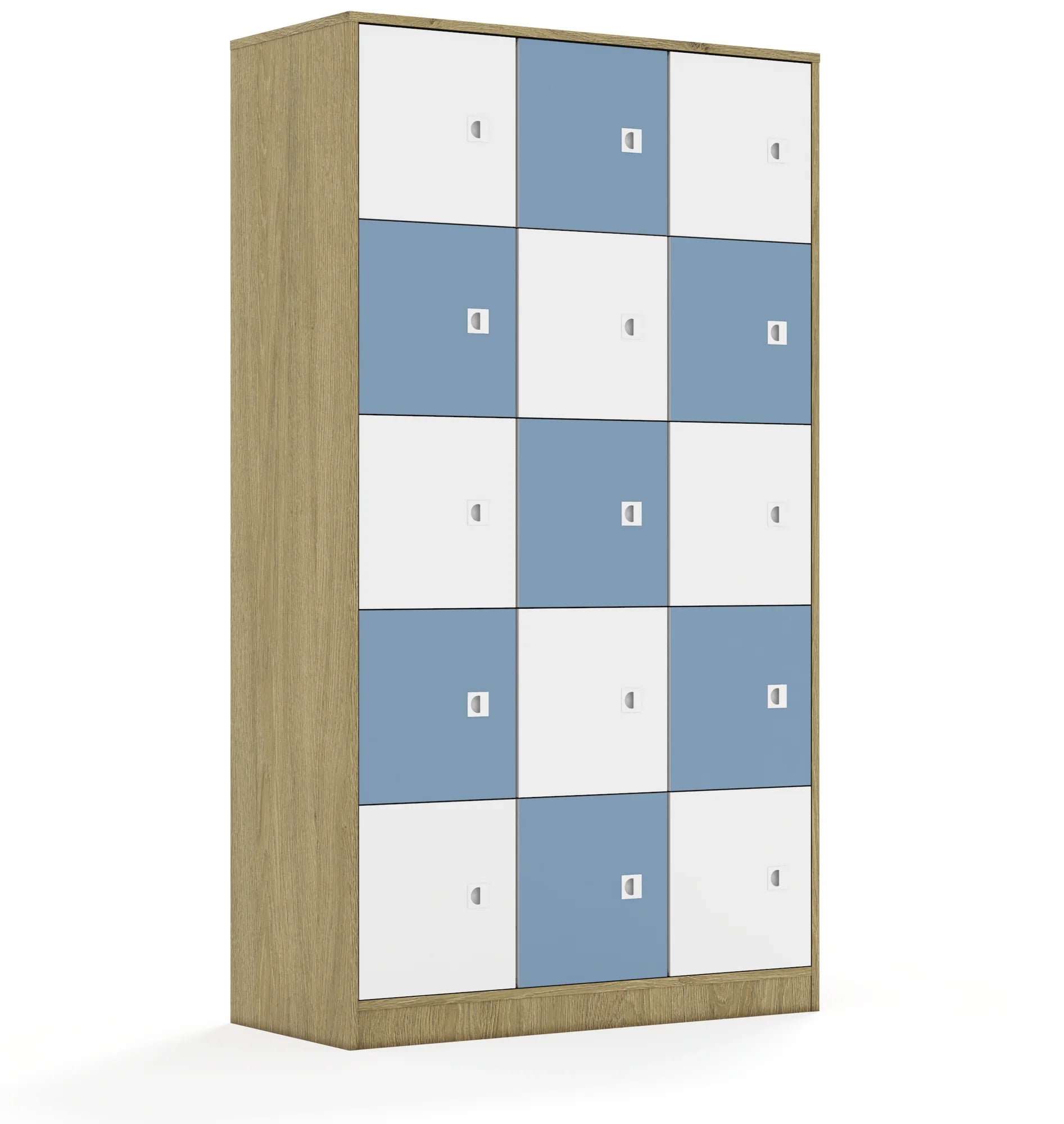 Szafa BLOX 110 5PP 15F1 1049x466x1869 – dąb / biały/pastelowy niebieski