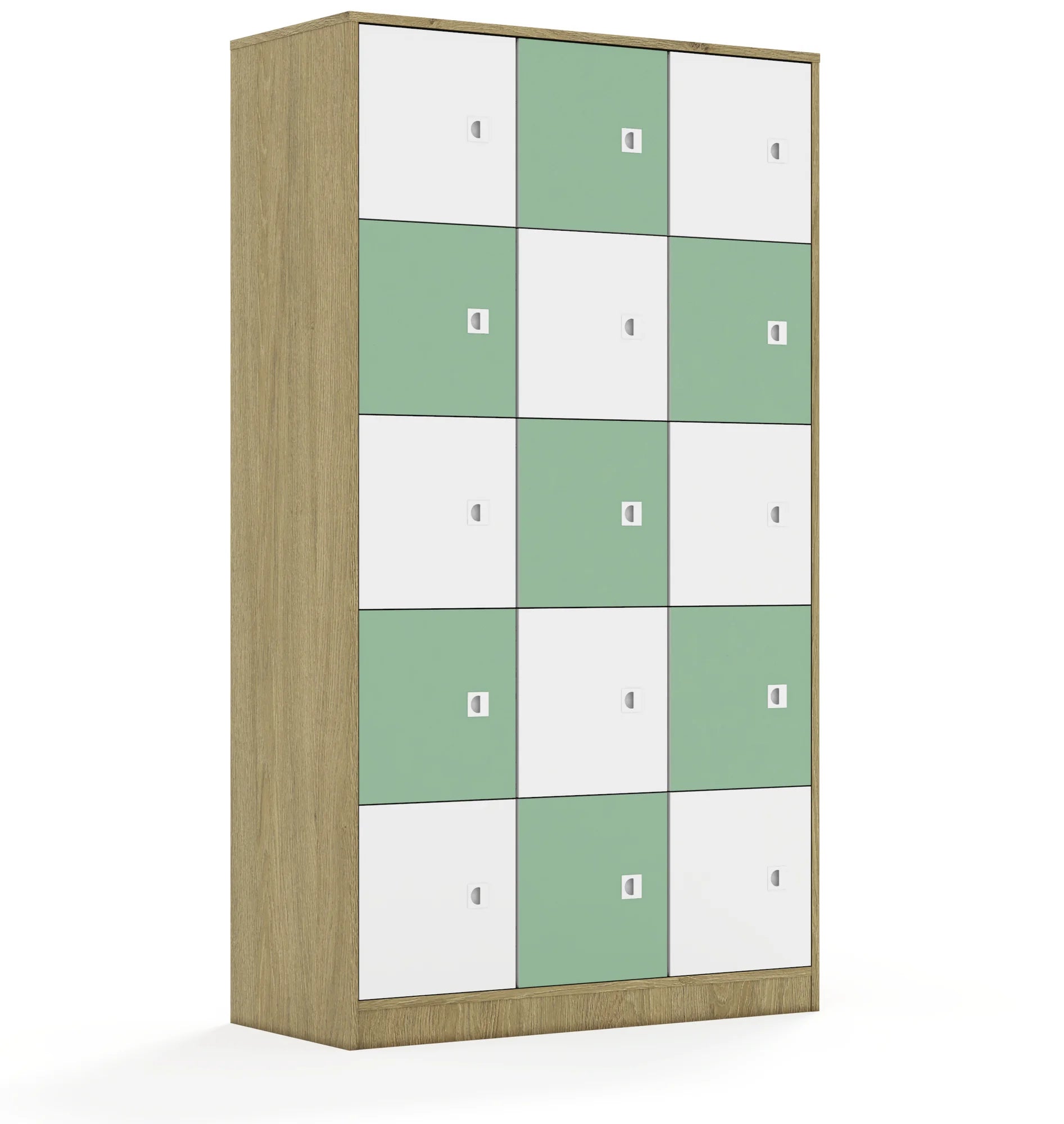 Szafa BLOX 110 5PP 15F1 1049x466x1869 – dąb / biały/pastelowy zielony