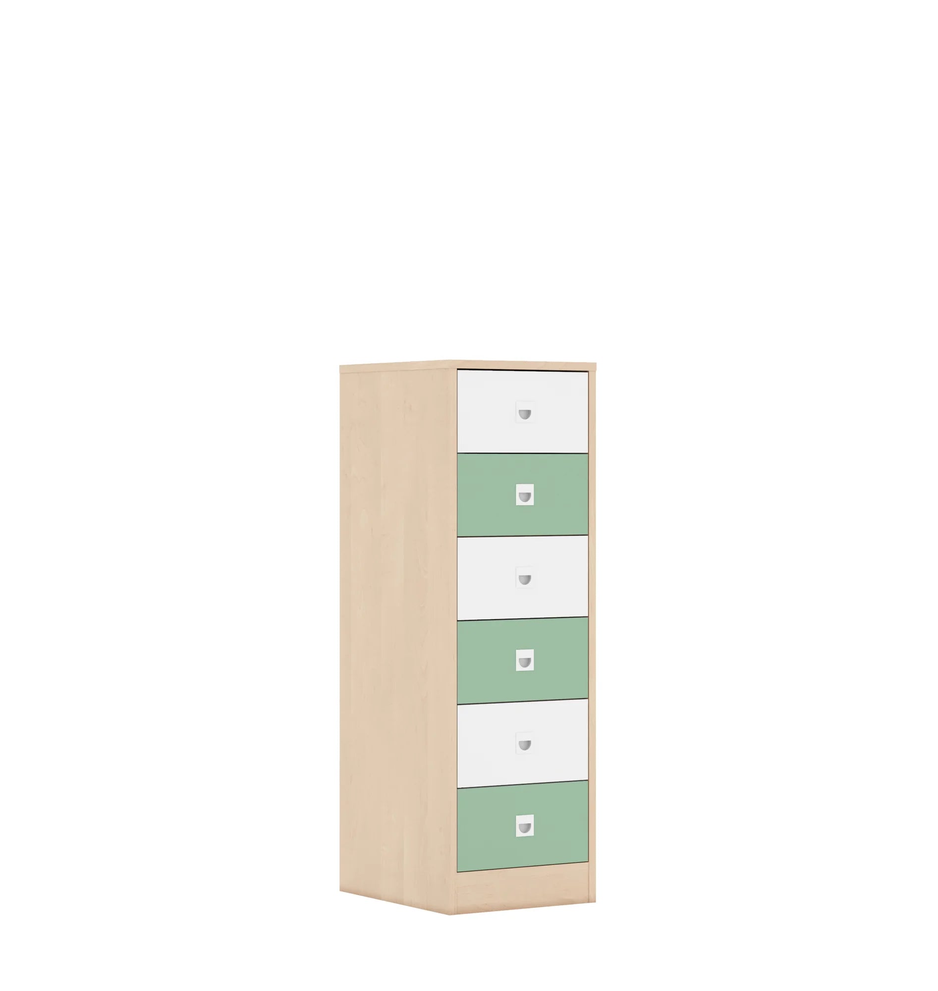 Szafa BLOX 40 3P 6S 363x466x1165 – brzoza / biały/pastelowy zielony