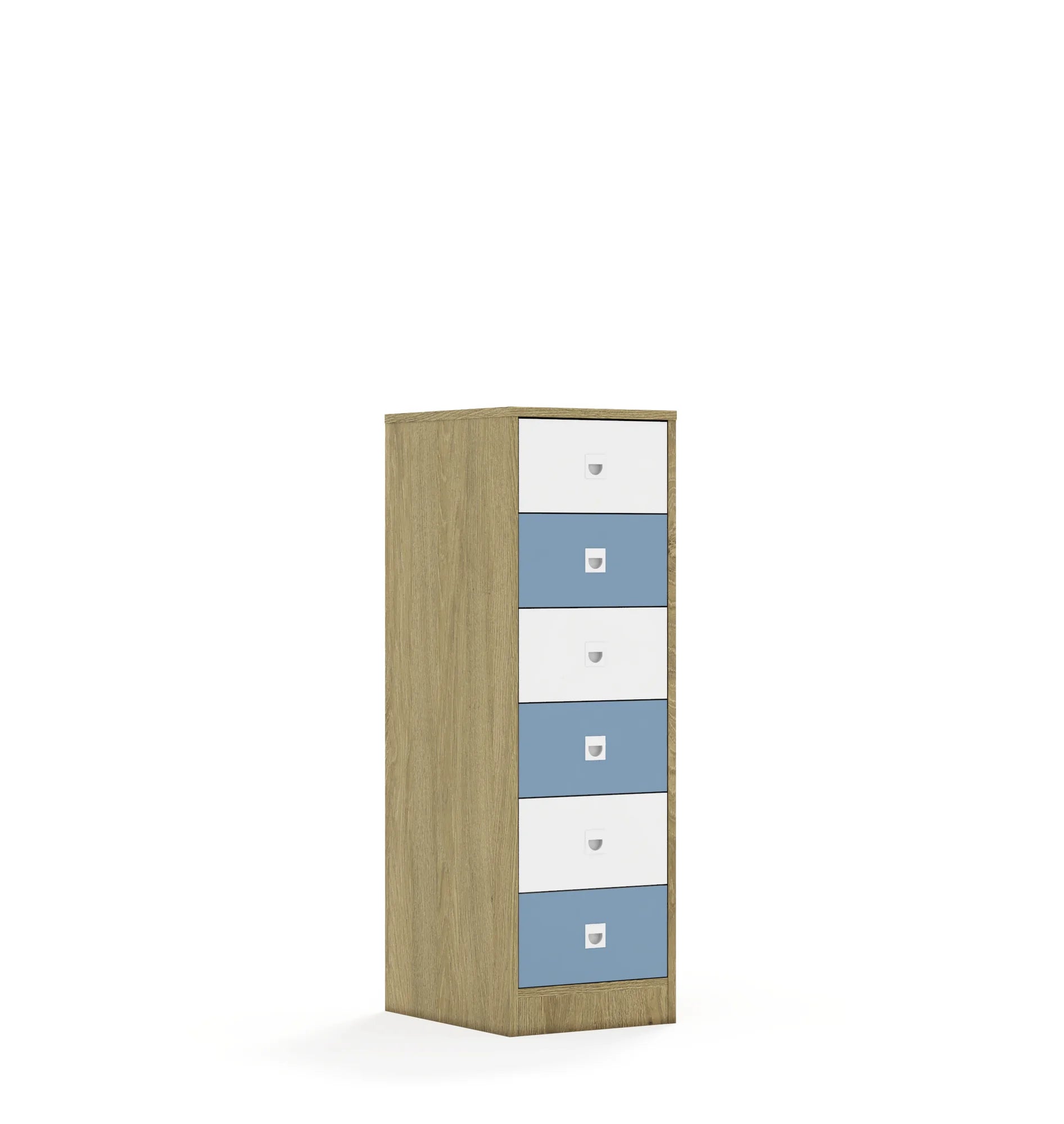 Szafa BLOX 40 3P 6S 363x466x1165 – dąb / biały/pastelowy niebieski