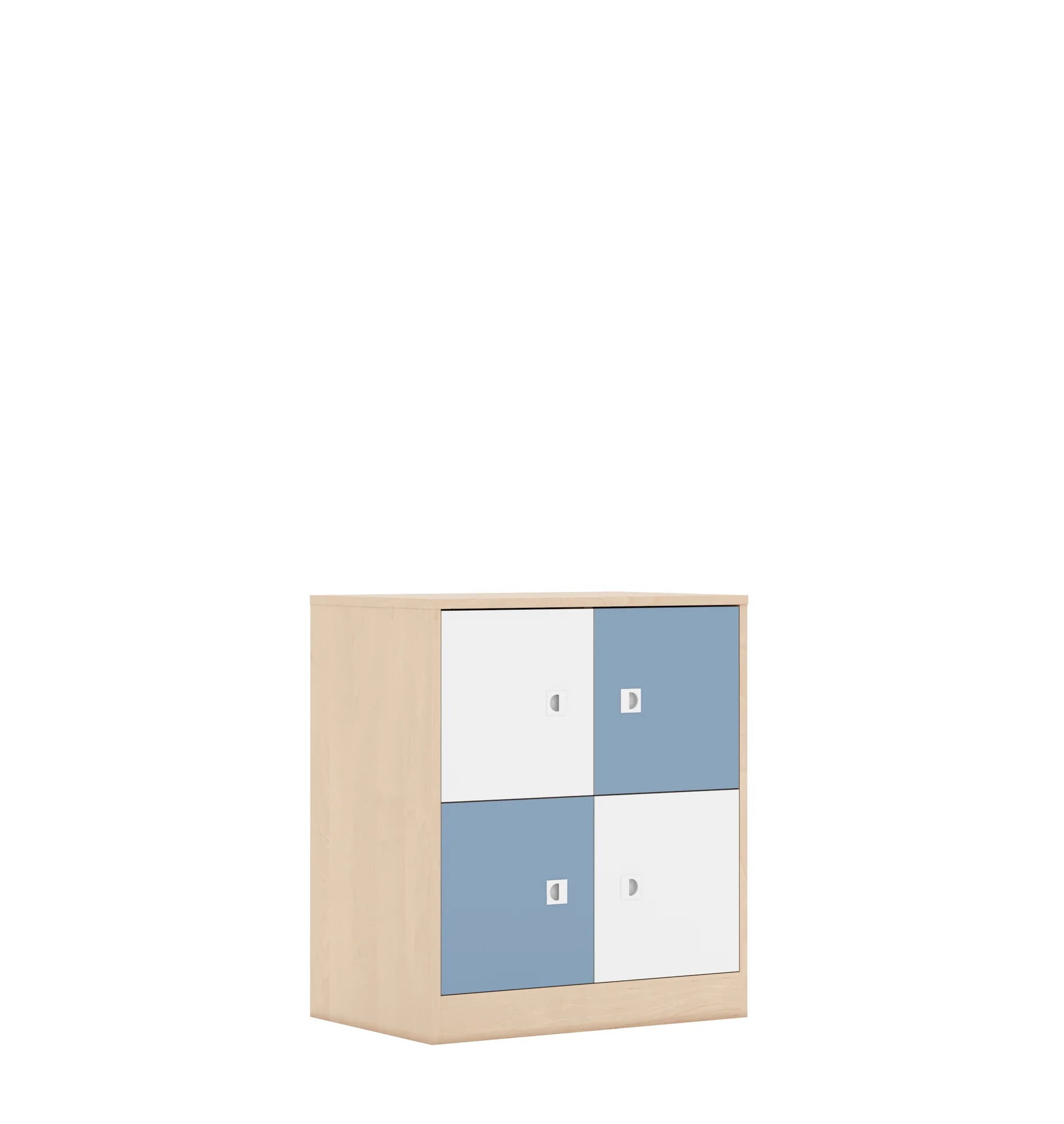 Szafa BLOX 70 2PP 4F1 706x466x813 – brzoza / biały/pastelowy niebieski