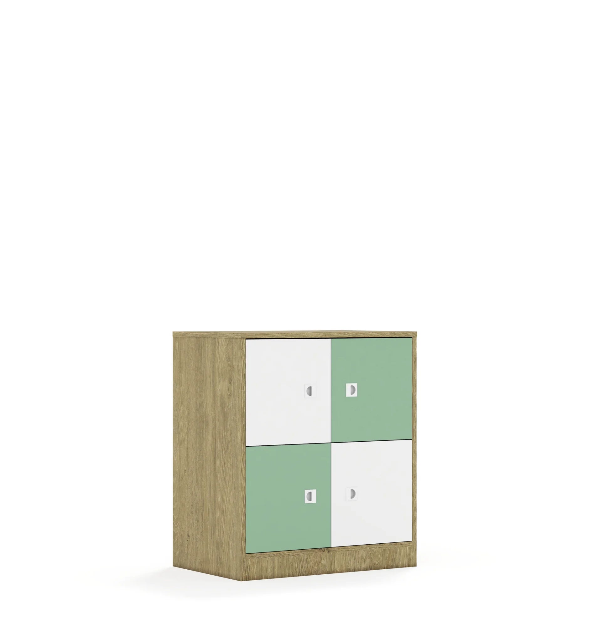 Szafa BLOX 70 2PP 4F1 706x466x813 – dąb / biały/pastelowy zielony
