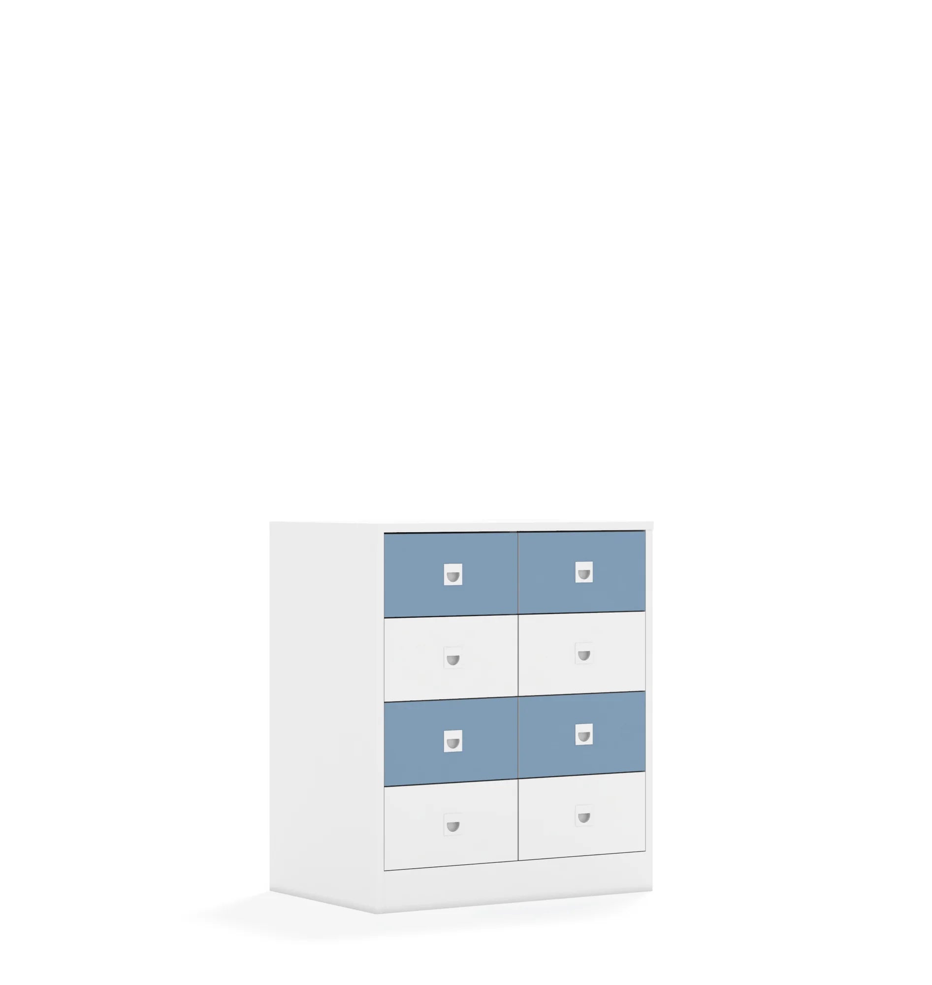 Szafa BLOX 70 2PP 8SB 706x466x813 – biały / biały/pastelowy niebieski