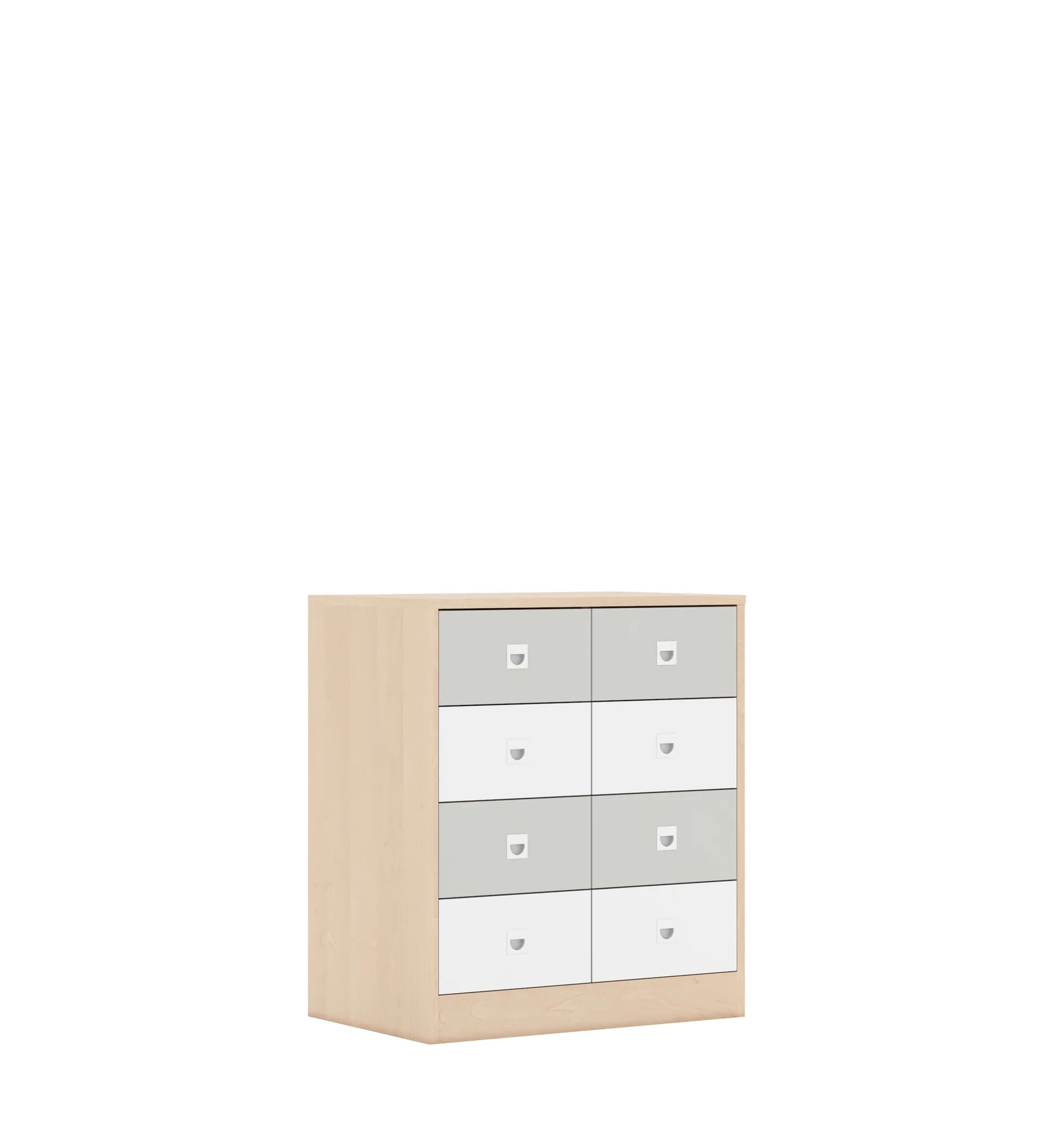 Szafa BLOX 70 2PP 8SB 706x466x813 – brzoza / biały/jasny szary