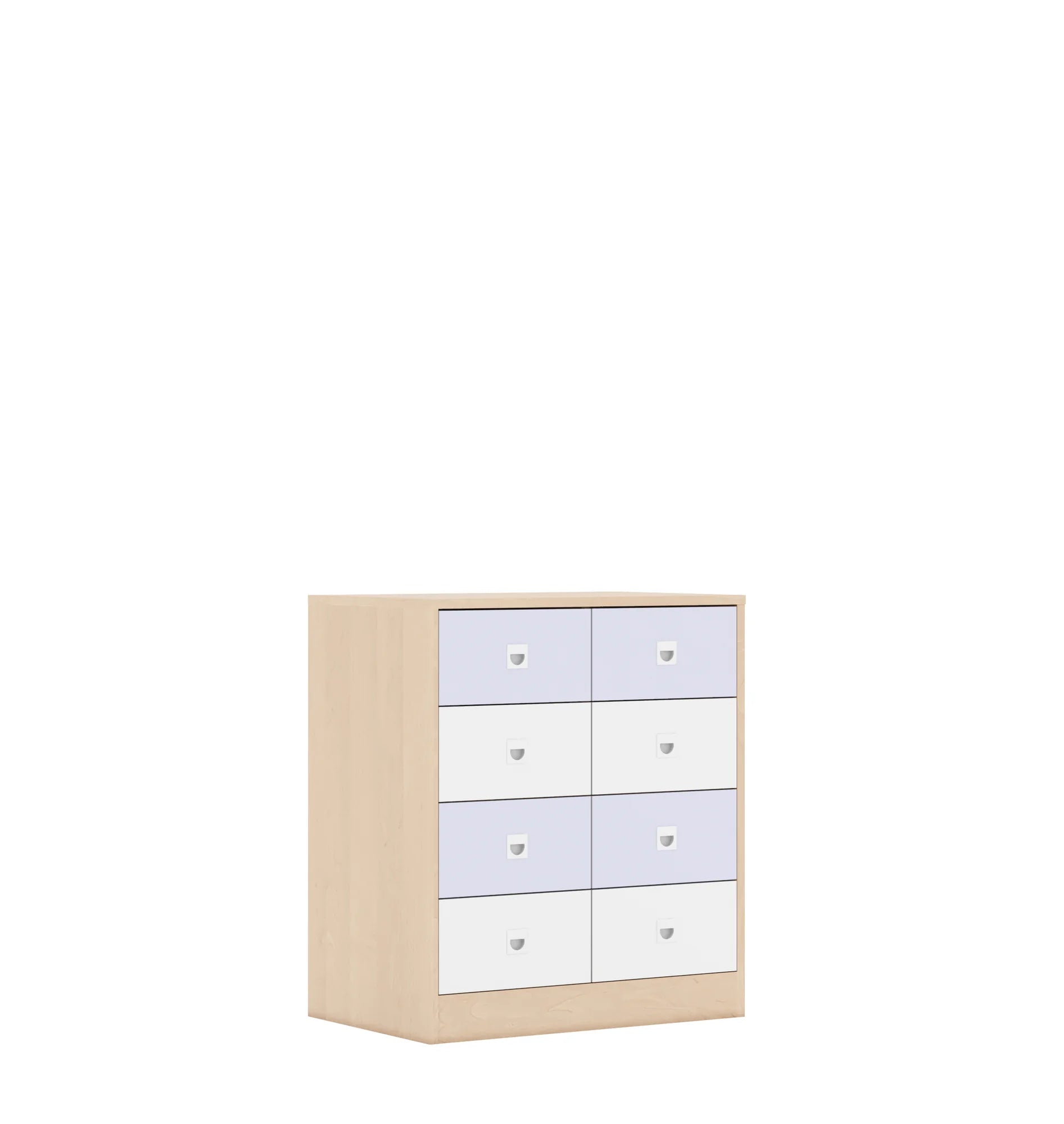 Szafa BLOX 70 2PP 8SB 706x466x813 – brzoza / biały/pastelowy fioletowy