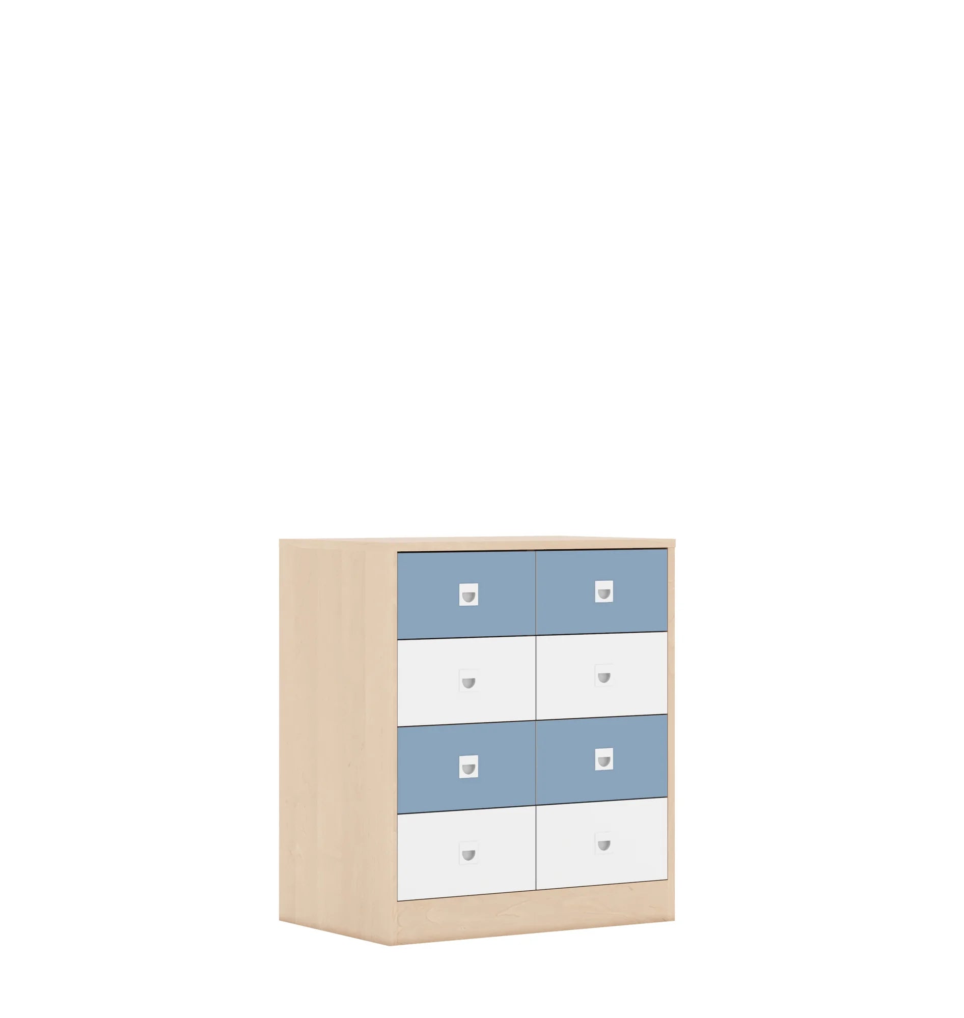 Szafa BLOX 70 2PP 8SB 706x466x813 – brzoza / biały/pastelowy niebieski