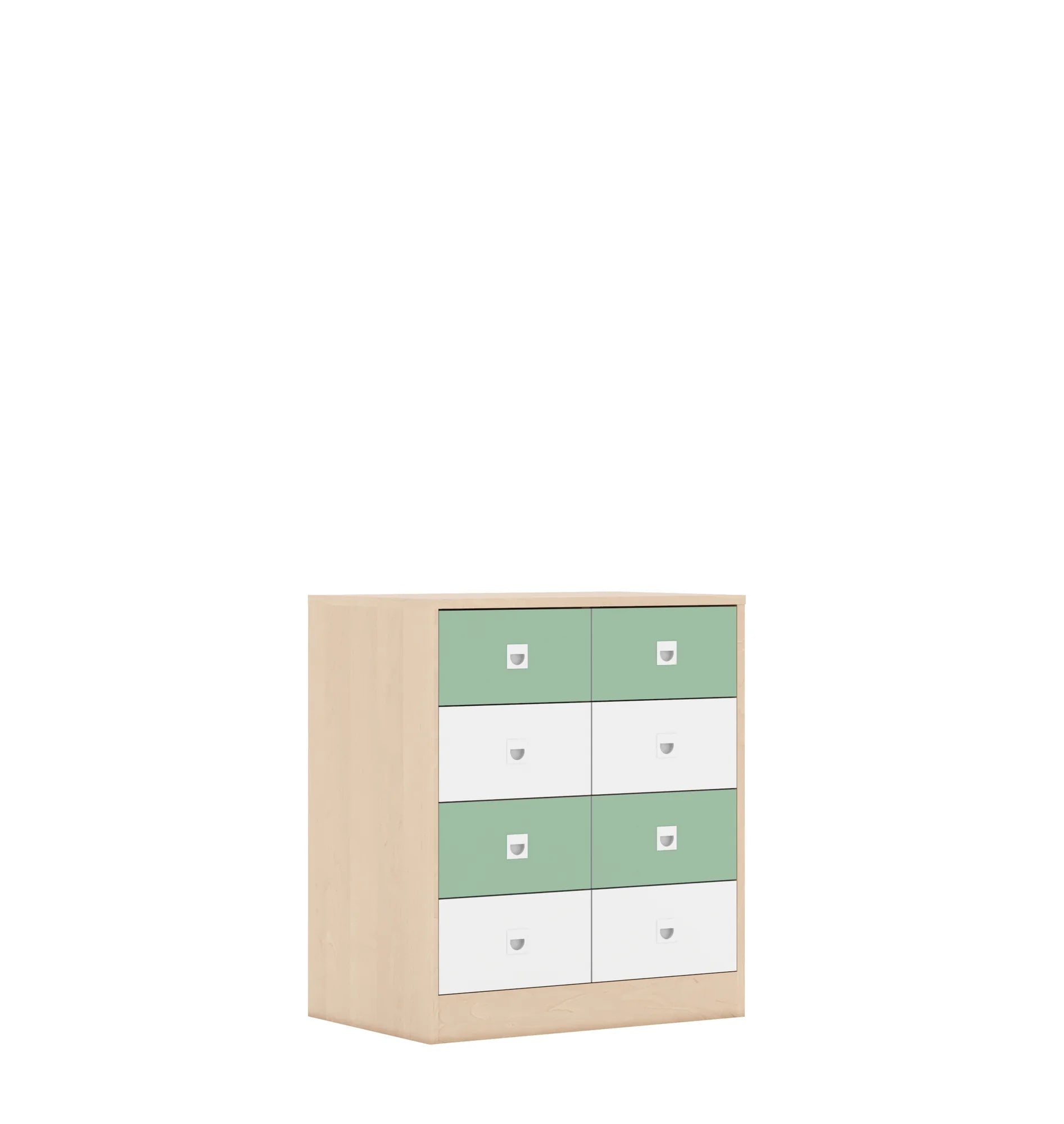 Szafa BLOX 70 2PP 8SB 706x466x813 – brzoza / biały/pastelowy zielony