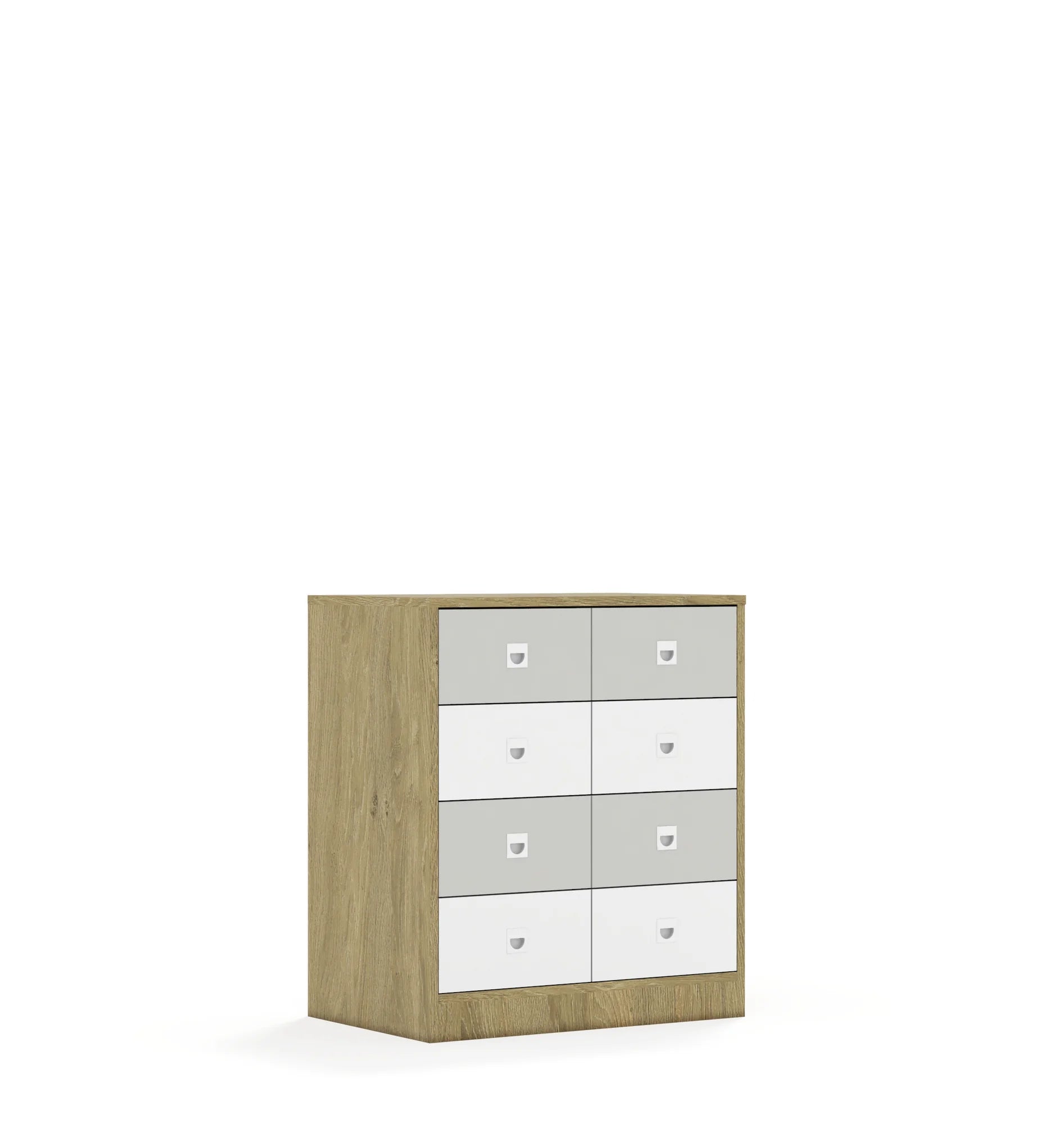 Szafa BLOX 70 2PP 8SB 706x466x813 – dąb / biały/jasny szary