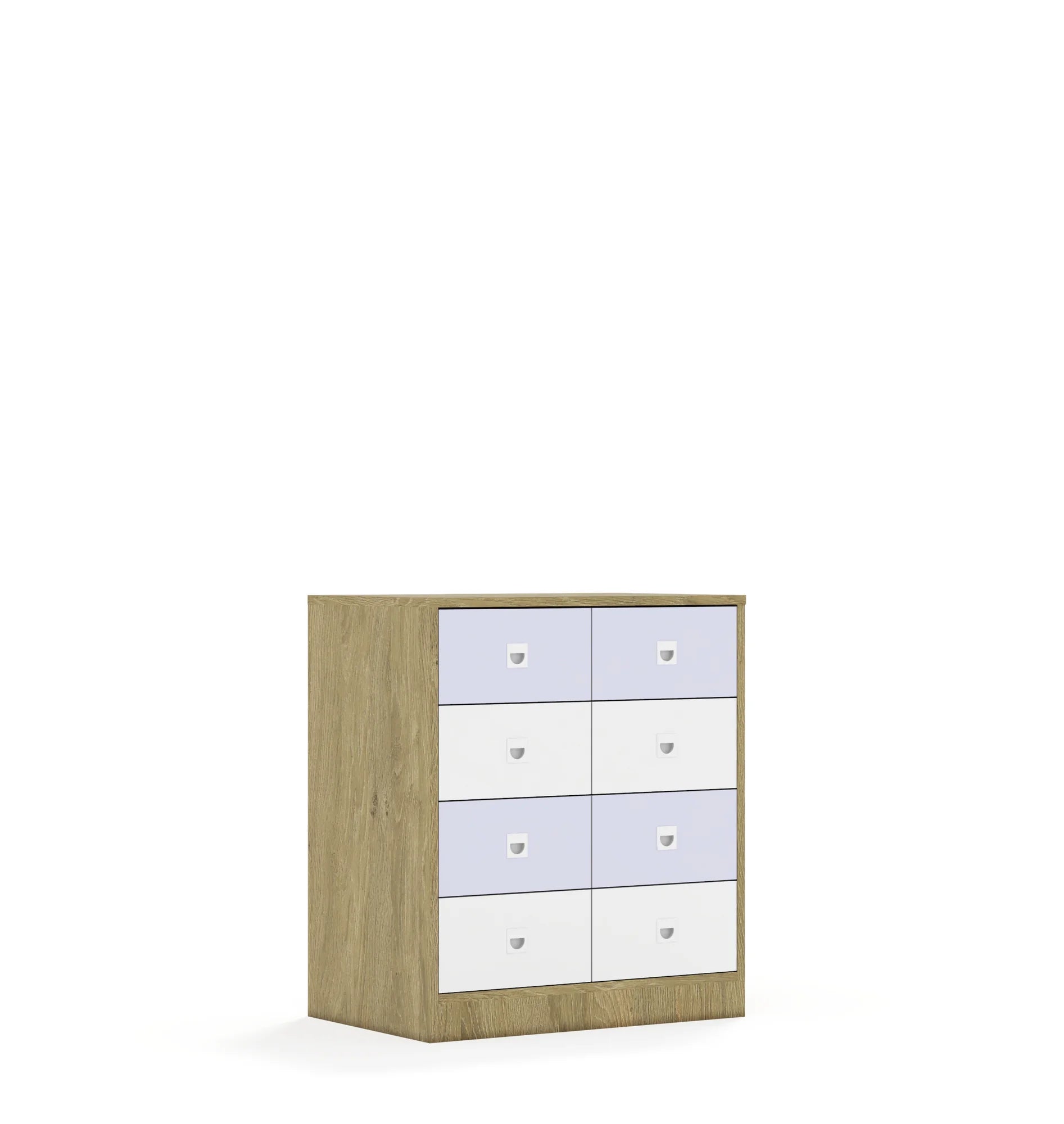 Szafa BLOX 70 2PP 8SB 706x466x813 – dąb / biały/pastelowy fioletowy