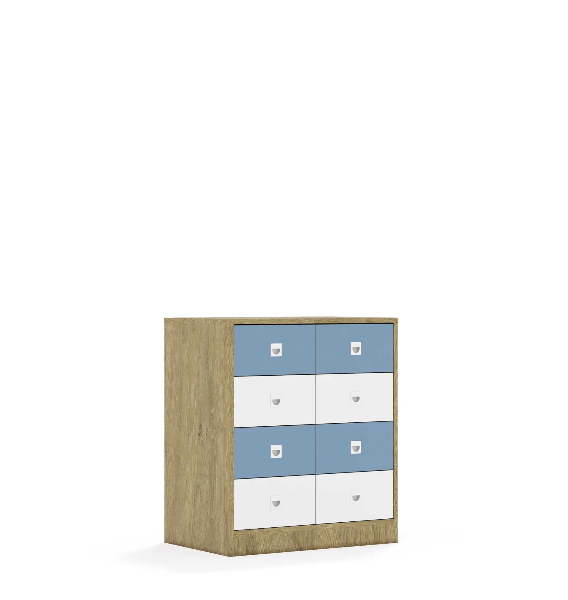 Szafa BLOX 70 2PP 8SB 706x466x813 – dąb / biały/pastelowy niebieski