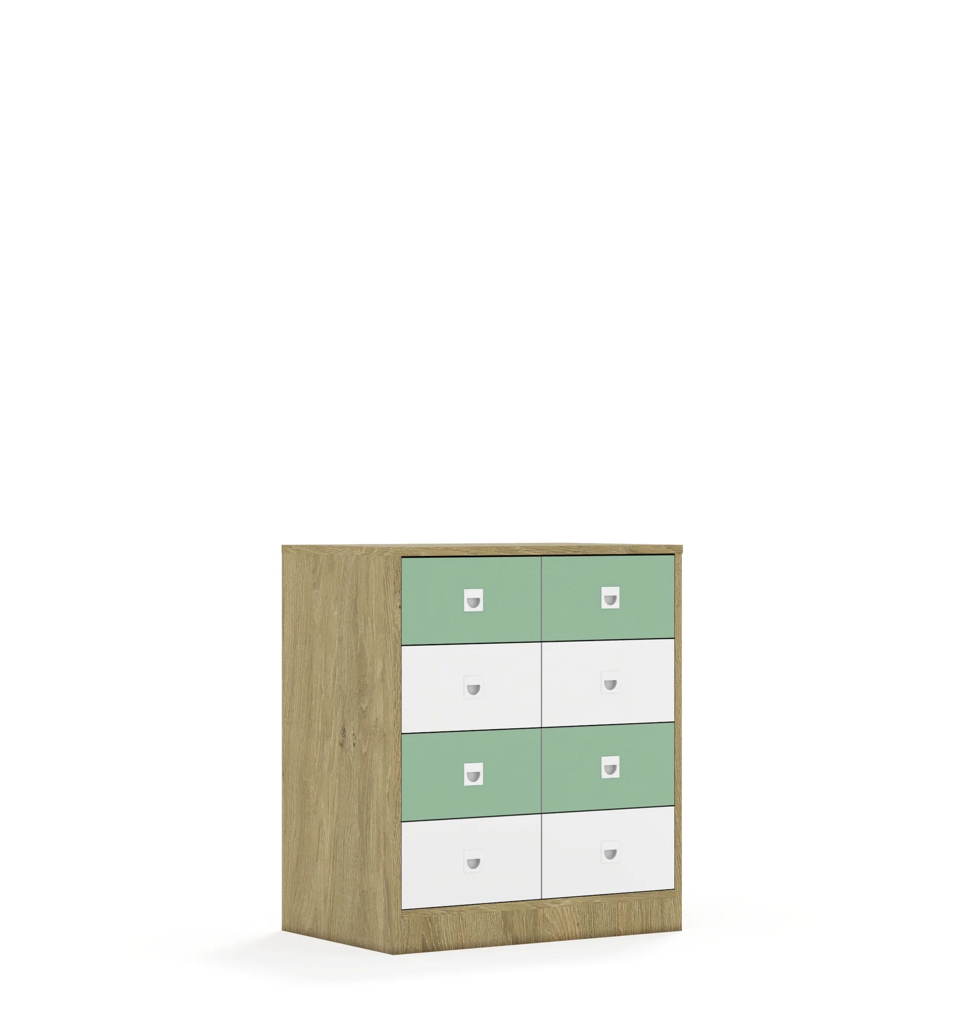 Szafa BLOX 70 2PP 8SB 706x466x813 – dąb / biały/pastelowy zielony