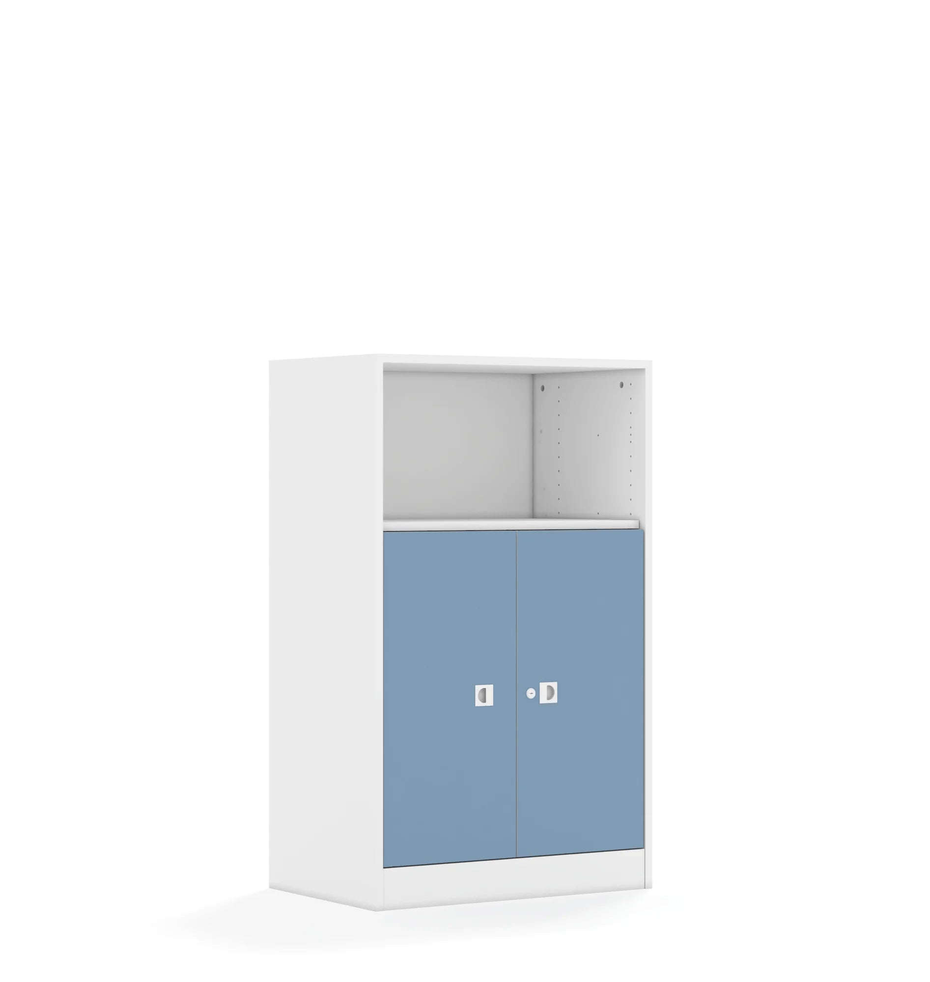 Szafa BLOX 70 3P 2F2 706x466x1165 – biały / pastelowy niebieski