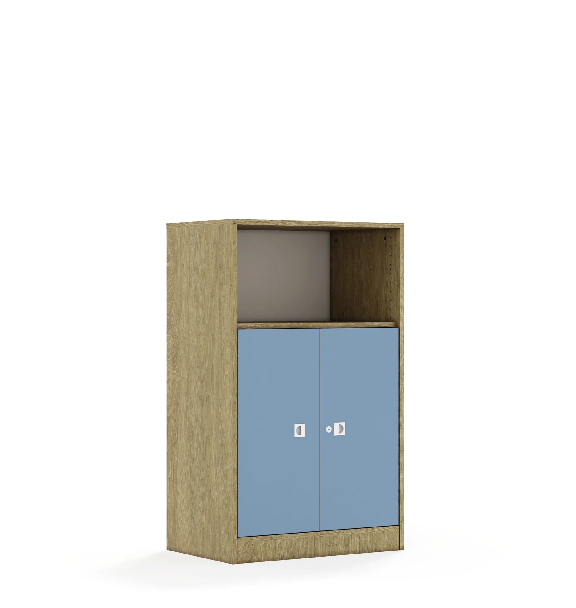 Szafa BLOX 70 3P 2F2 706x466x1165 – dąb / pastelowy niebieski