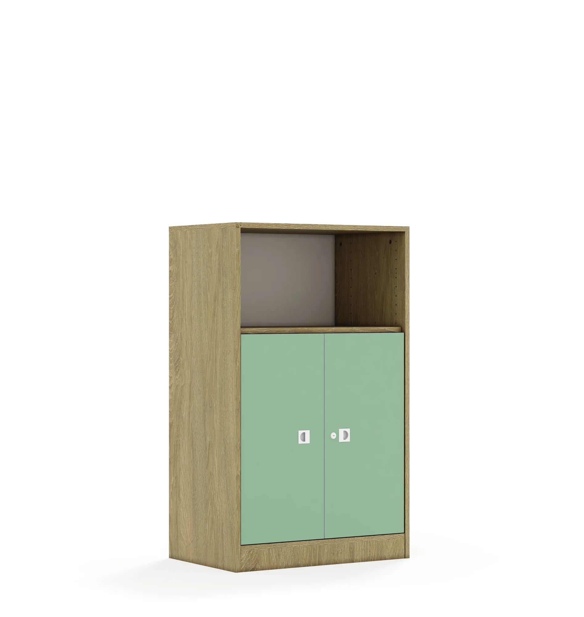 Szafa BLOX 70 3P 2F2 706x466x1165 – dąb / pastelowy zielony