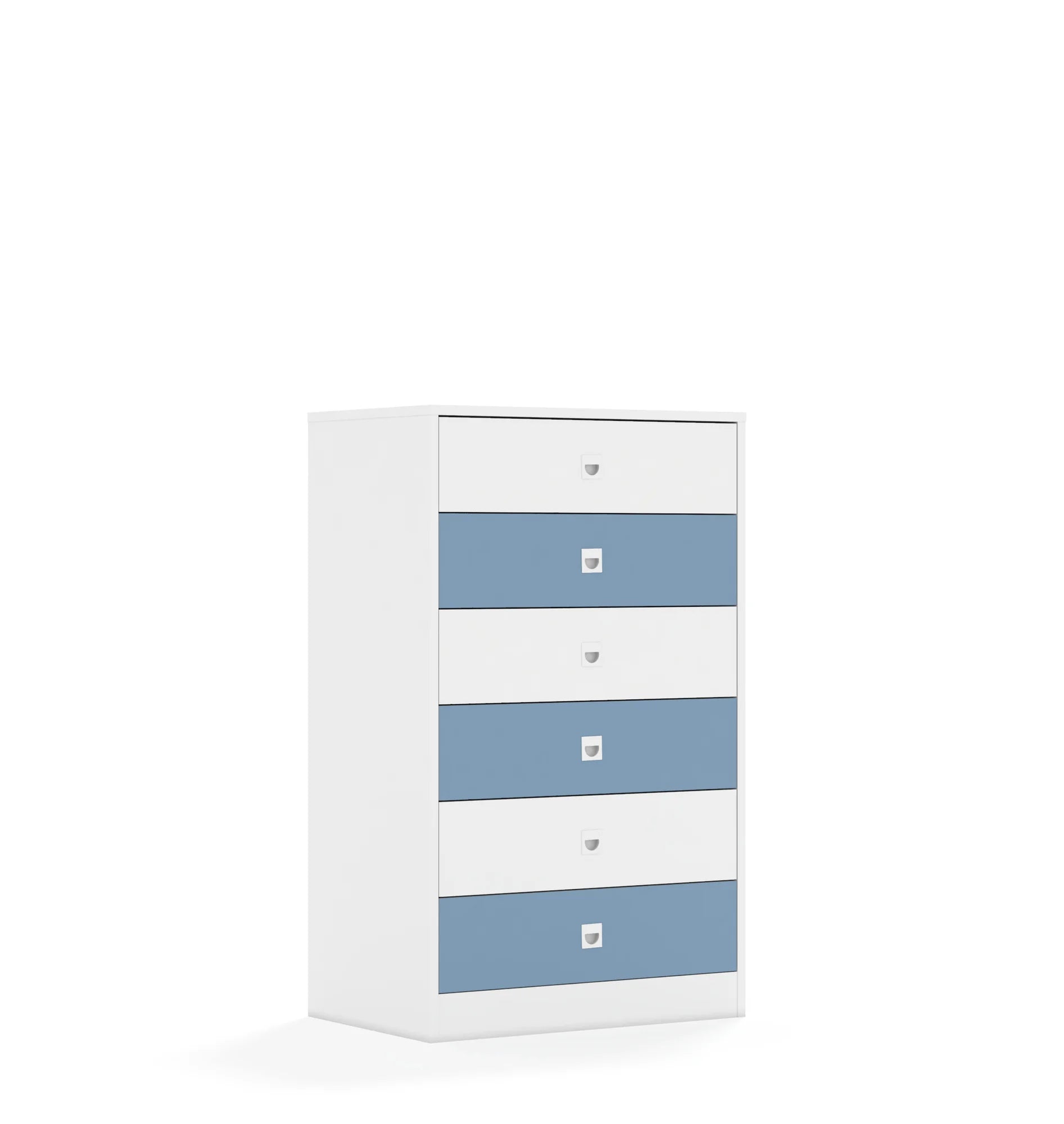 Szafa BLOX 70 3P 6S 706x466x1165 – biały / biały/pastelowy niebieski