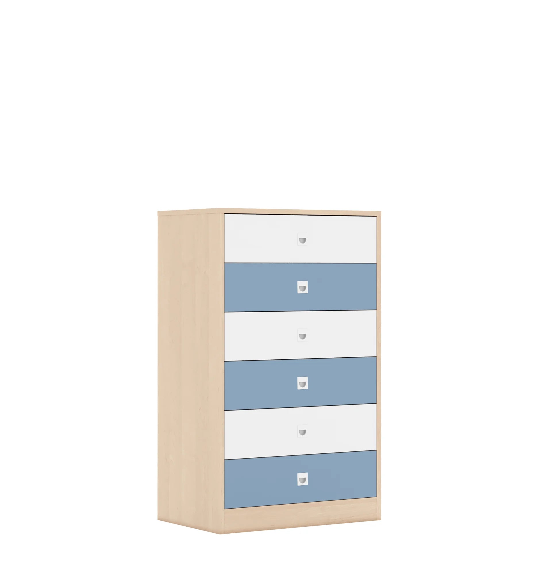 Szafa BLOX 70 3P 6S 706x466x1165 – brzoza / biały/pastelowy niebieski