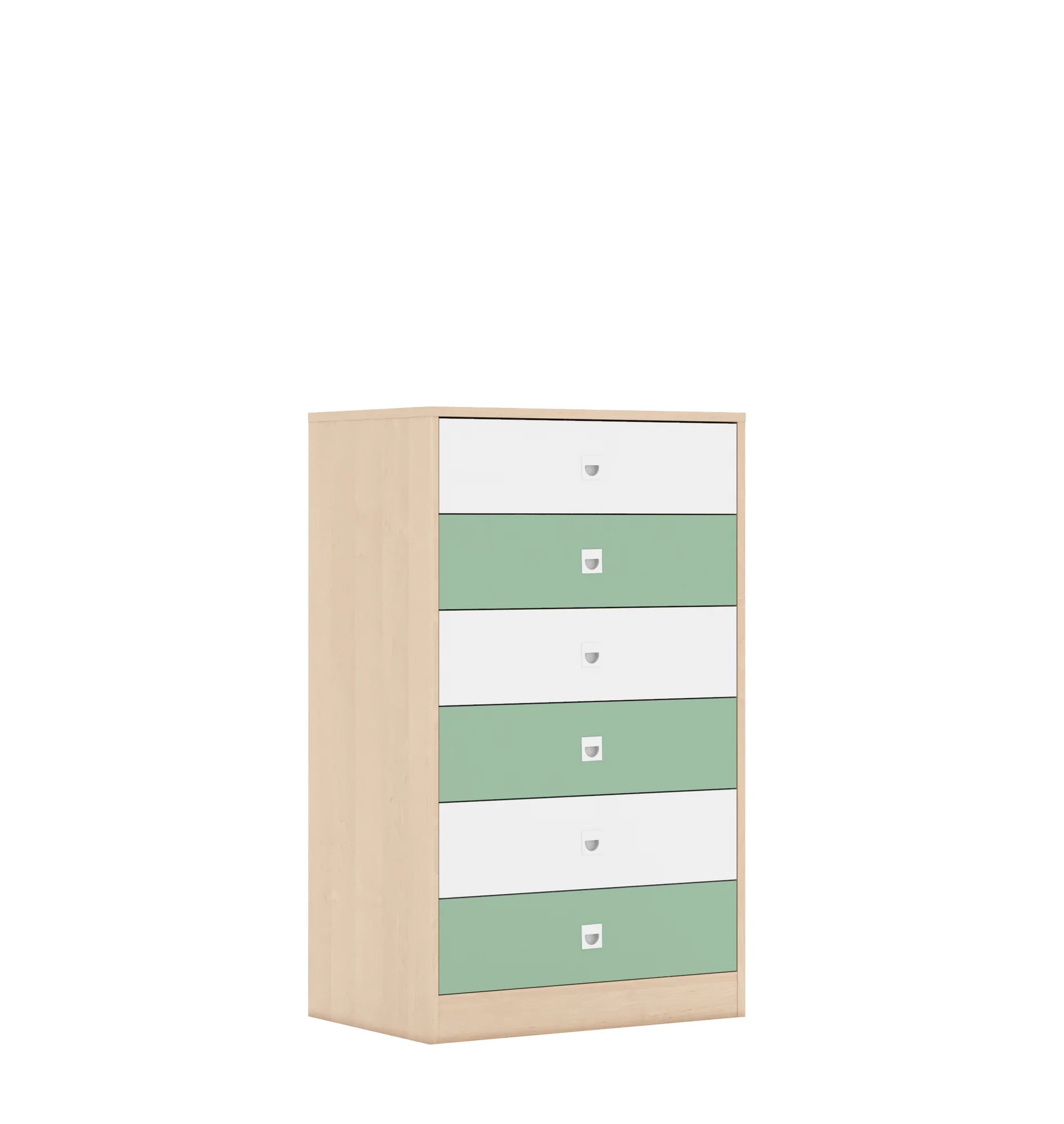 Szafa BLOX 70 3P 6S 706x466x1165 – brzoza / biały/pastelowy zielony