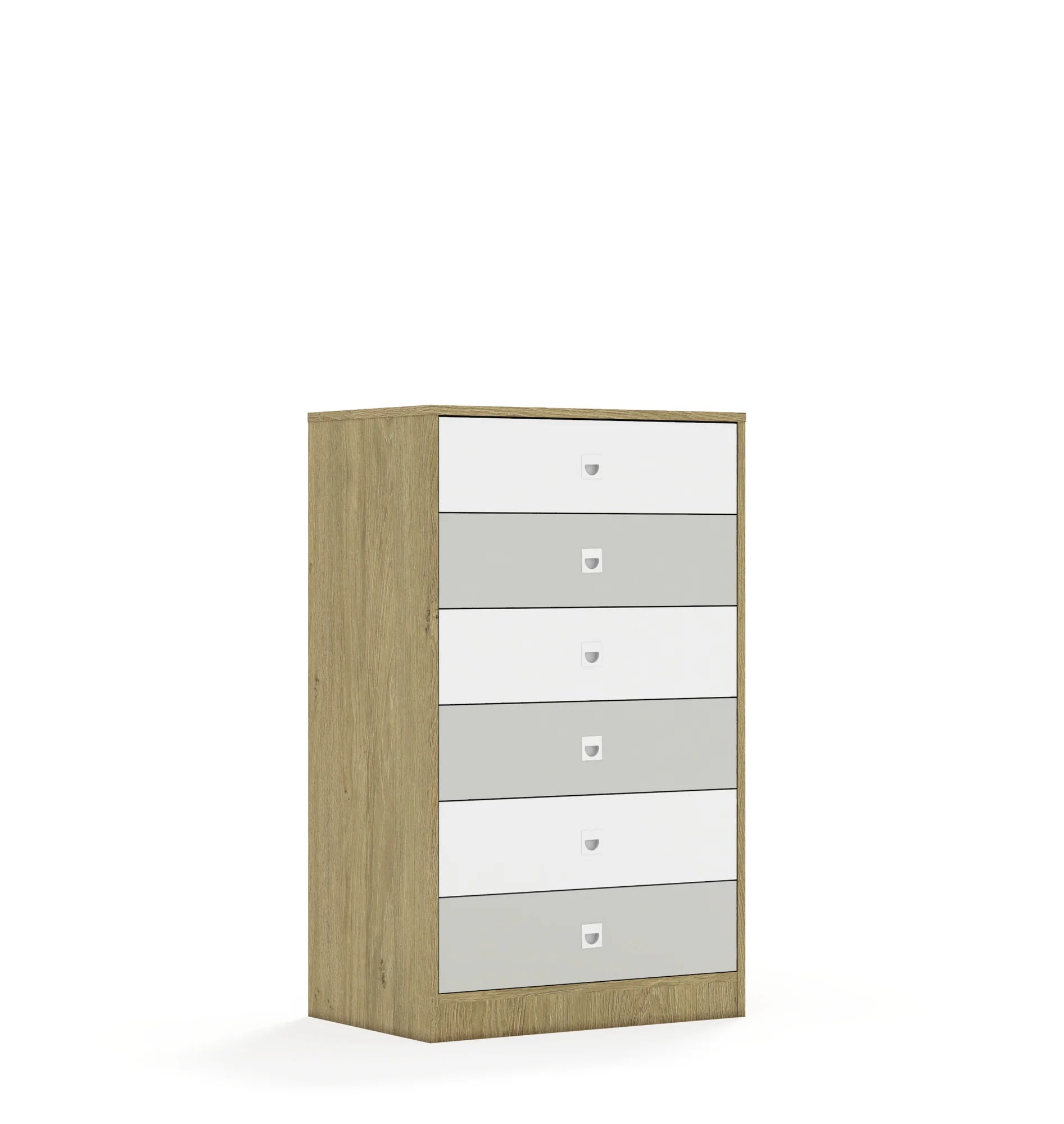 Szafa BLOX 70 3P 6S 706x466x1165 – dąb / biały/jasny szary