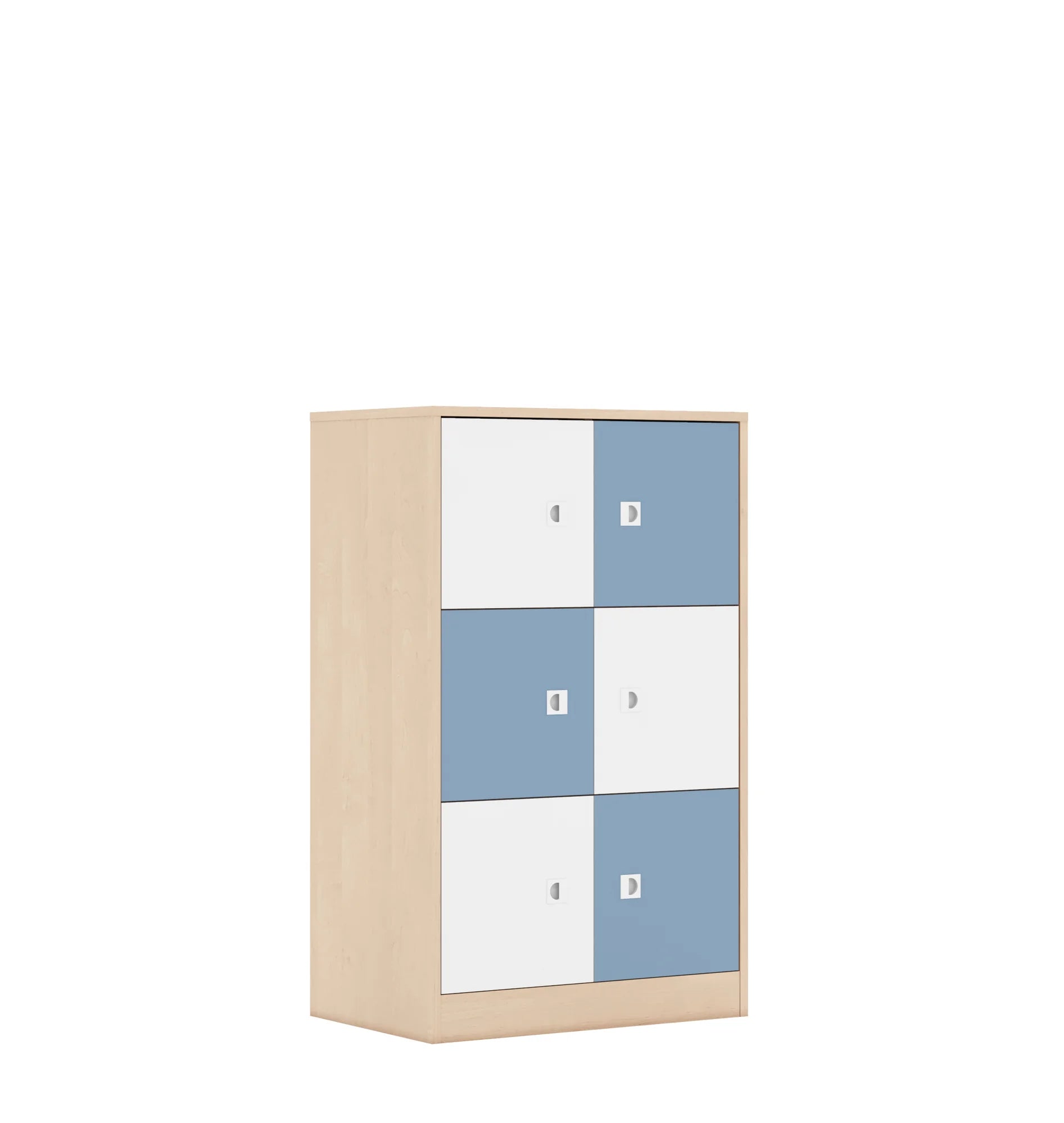 Szafa BLOX 70 3PP 6F1 706x466x1165 – brzoza / biały/pastelowy niebieski