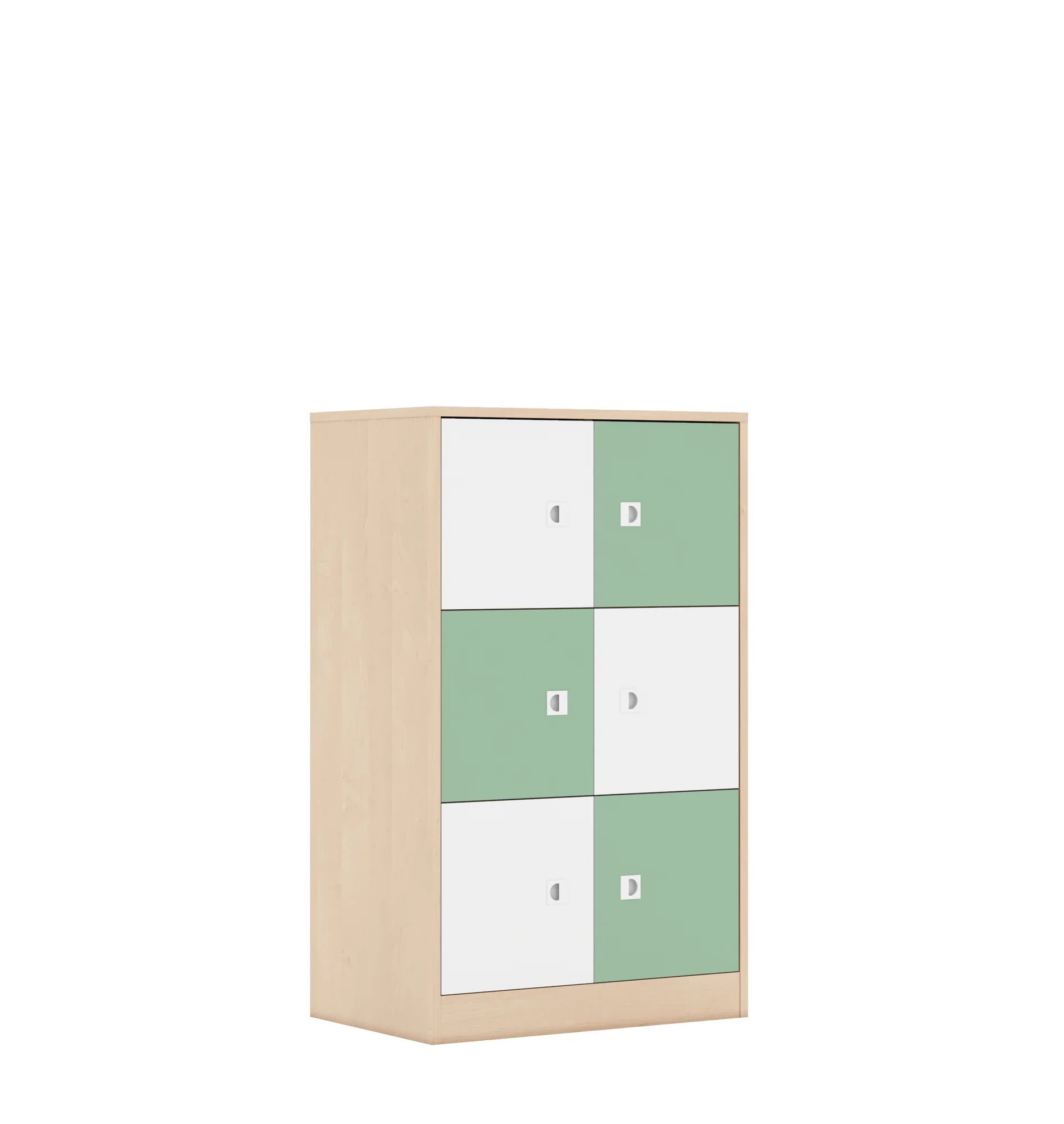 Szafa BLOX 70 3PP 6F1 706x466x1165 – brzoza / biały/pastelowy zielony