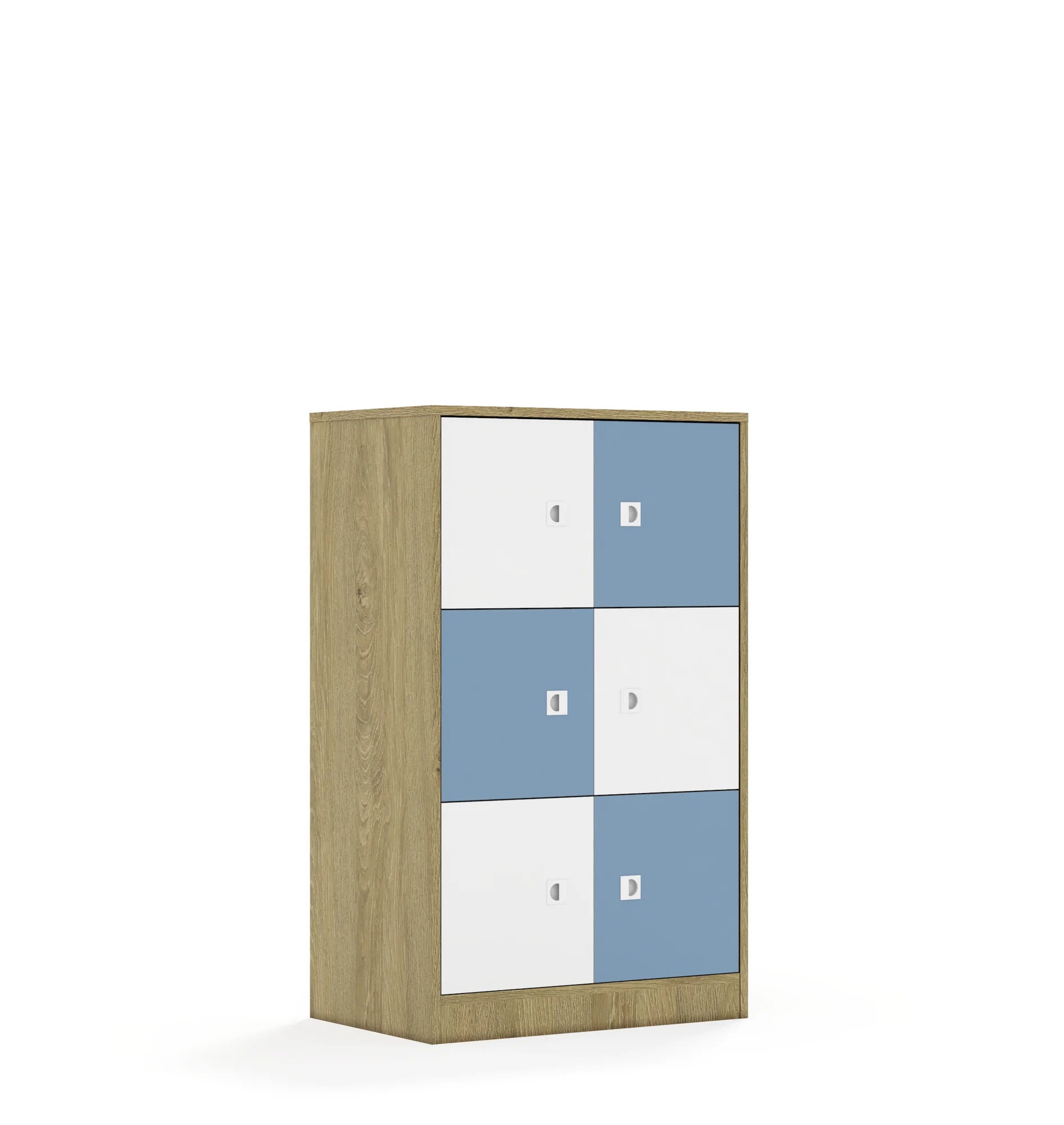 Szafa BLOX 70 3PP 6F1 706x466x1165 – dąb / biały/pastelowy niebieski