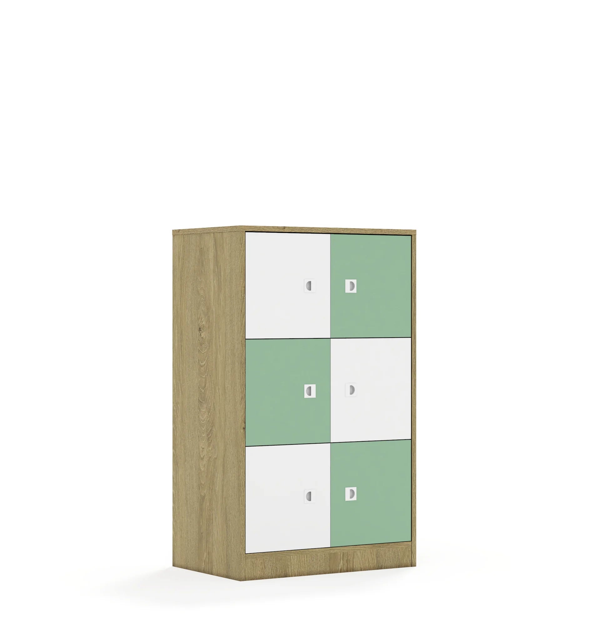 Szafa BLOX 70 3PP 6F1 706x466x1165 – dąb / biały/pastelowy zielony