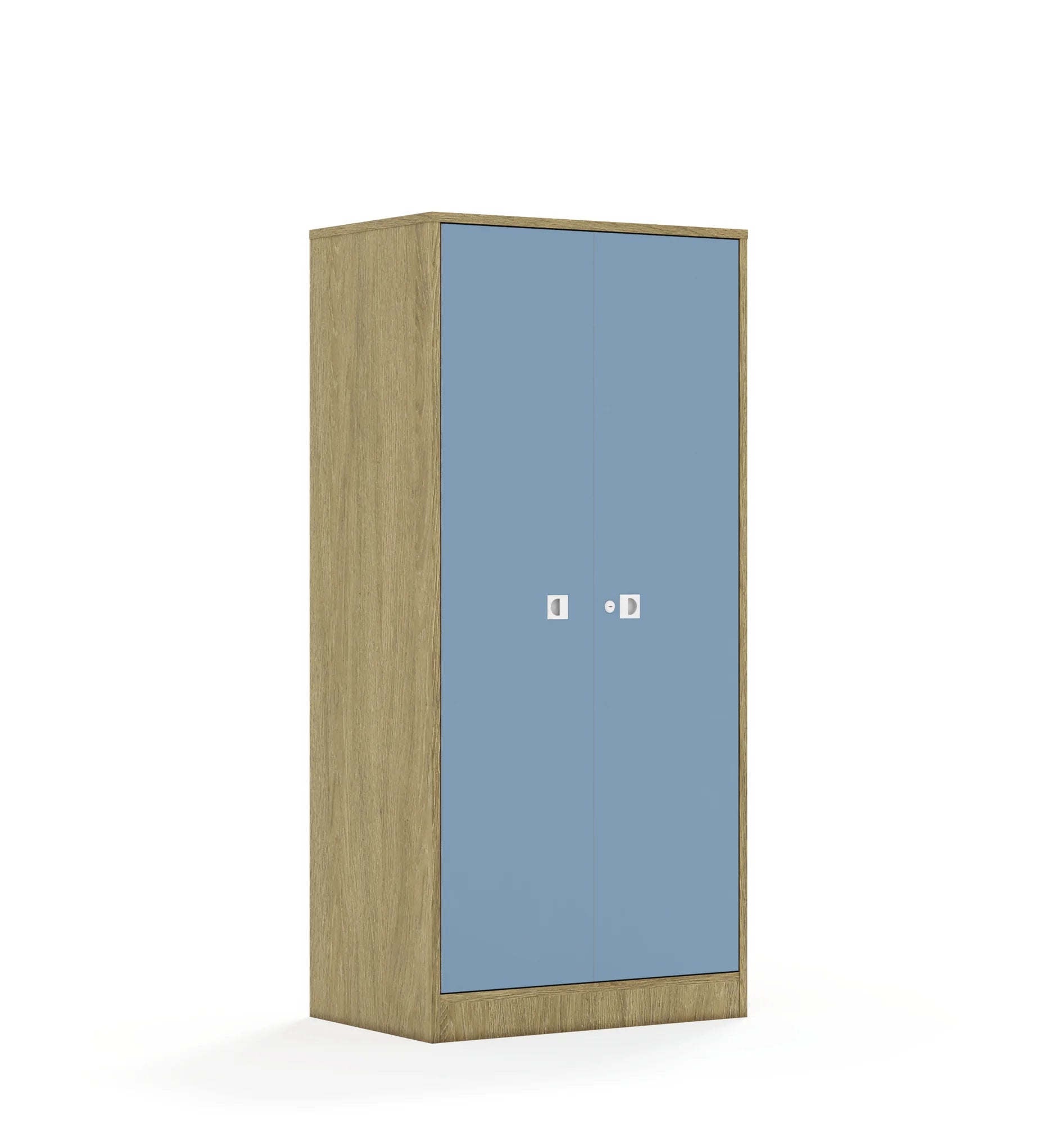 Szafa BLOX 70 4P 2F4 706x466x1517 – dąb / pastelowy niebieski