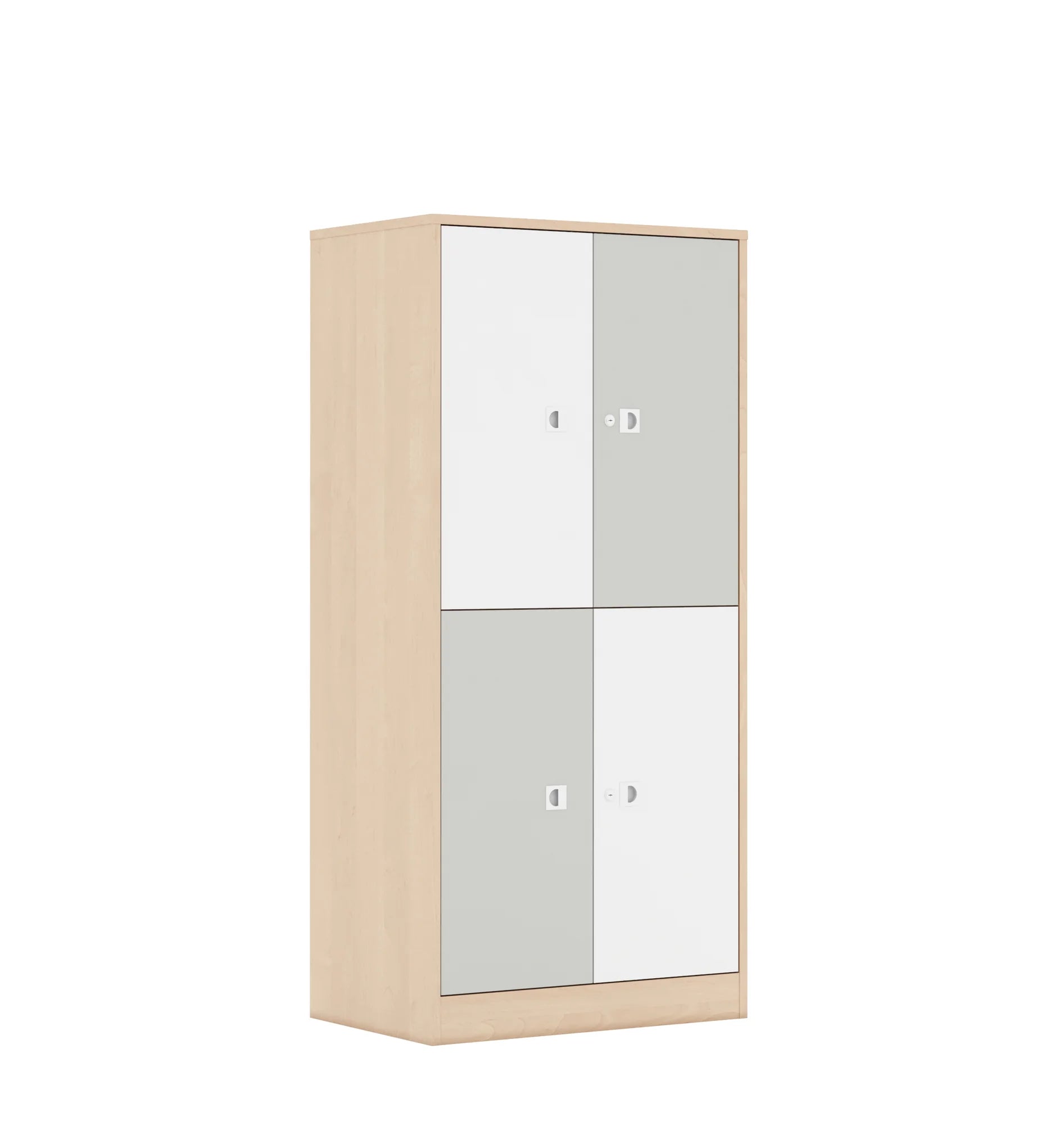 Szafa BLOX 70 4P 4F2 706x466x1517 – brzoza / biały/jasny szary