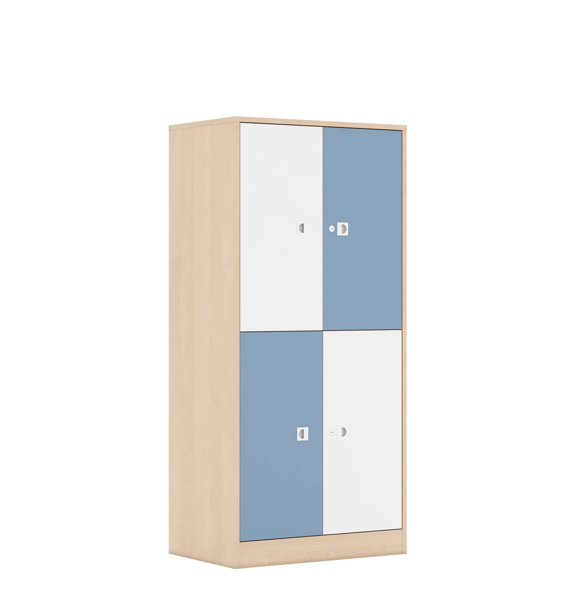 Szafa BLOX 70 4P 4F2 706x466x1517 – brzoza / biały/pastelowy niebieski